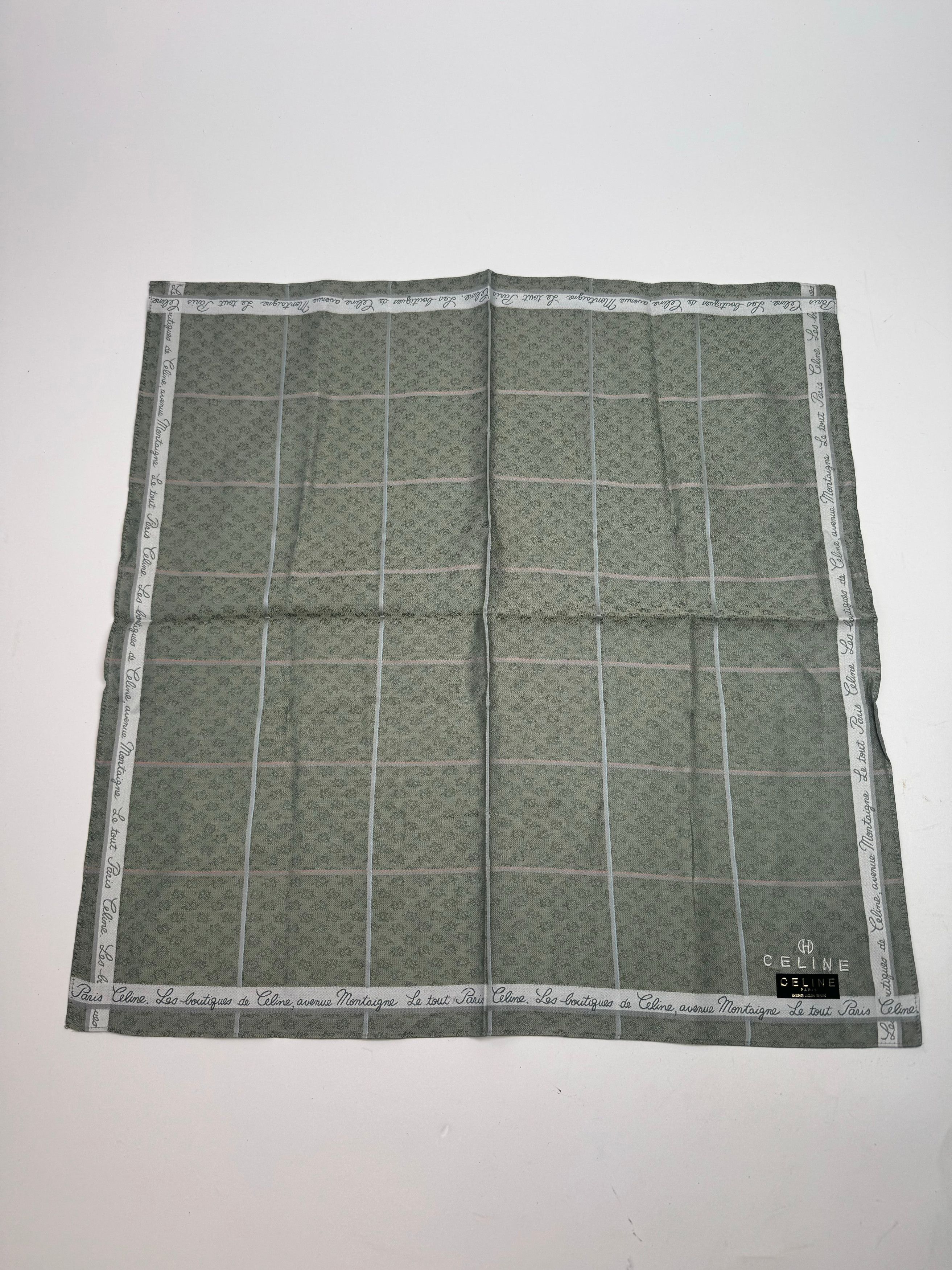 Celine Vintage Paris Scarf Green white Size ONE SIZE - 1 Thumbnail