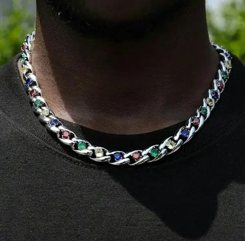 Jewelry Colorful Stones Link Chain Size ONE SIZE - 1 Thumbnail