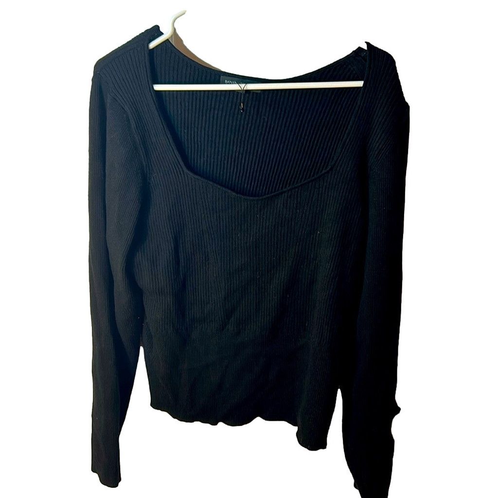 Banana Republic Banana Republic rayon blend square neckline ribbed knit blac Size XXS / US 00 / IT 34 - 1 Thumbnail