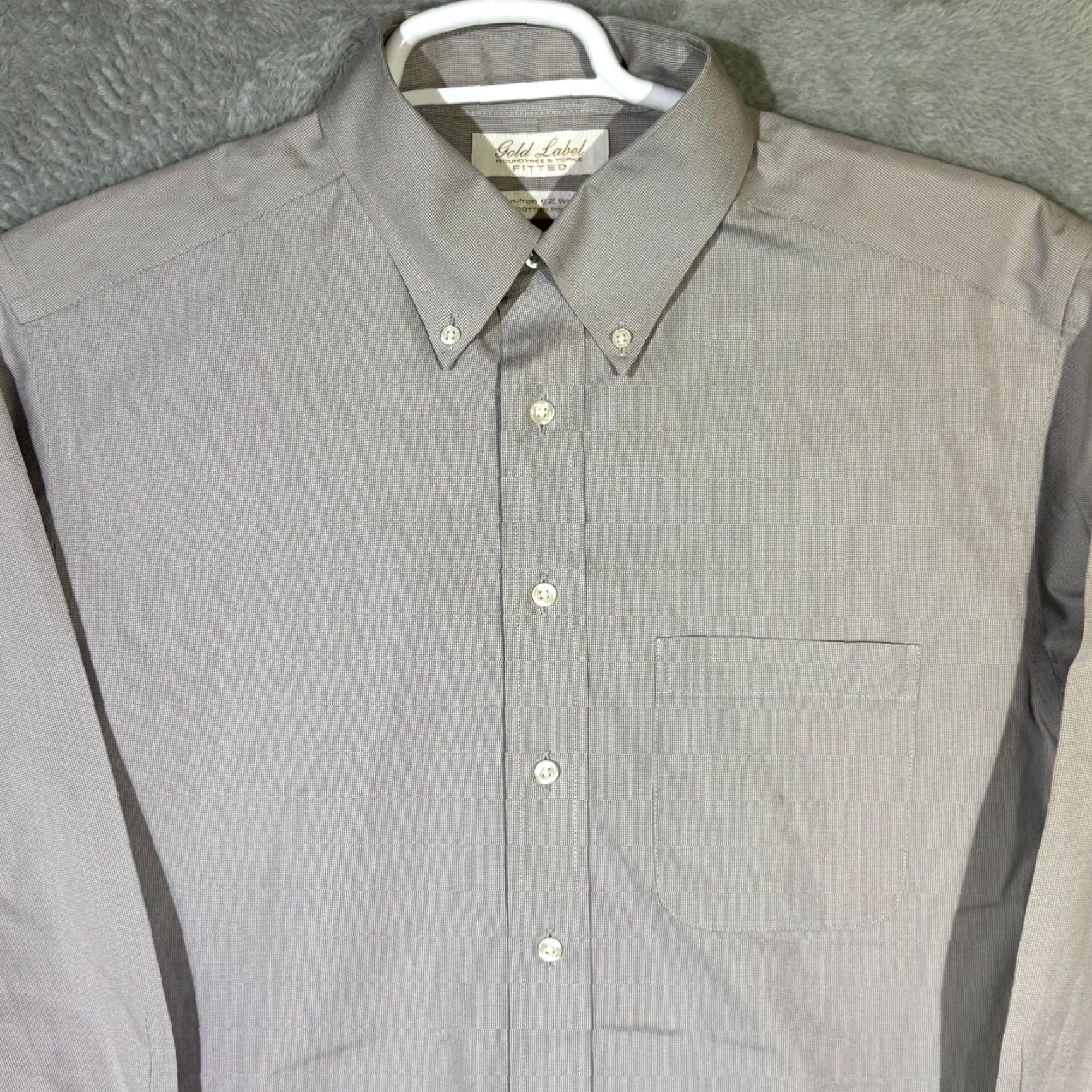 Vintage VINTAGE Gold Label Shirt Mens 16 33 Gray Fitted Dress Shirt 100 Percent Cotton Career Size 42R - 4 Thumbnail