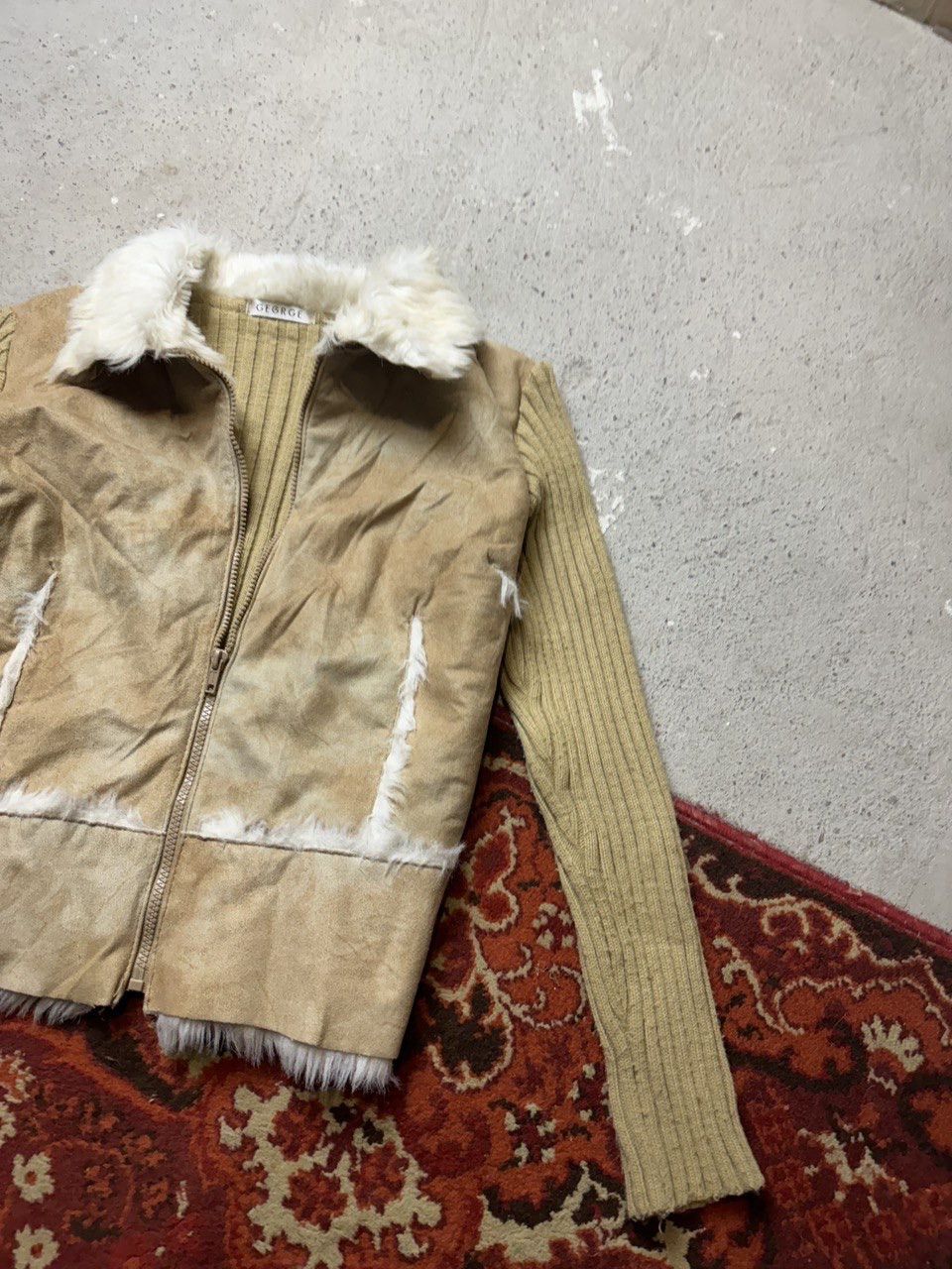 Vintage Vintage Y2K George Sued Fur Faux Knitted Patchwork Avantgard Size US S / EU 44-46 / 1 - 2 Thumbnail