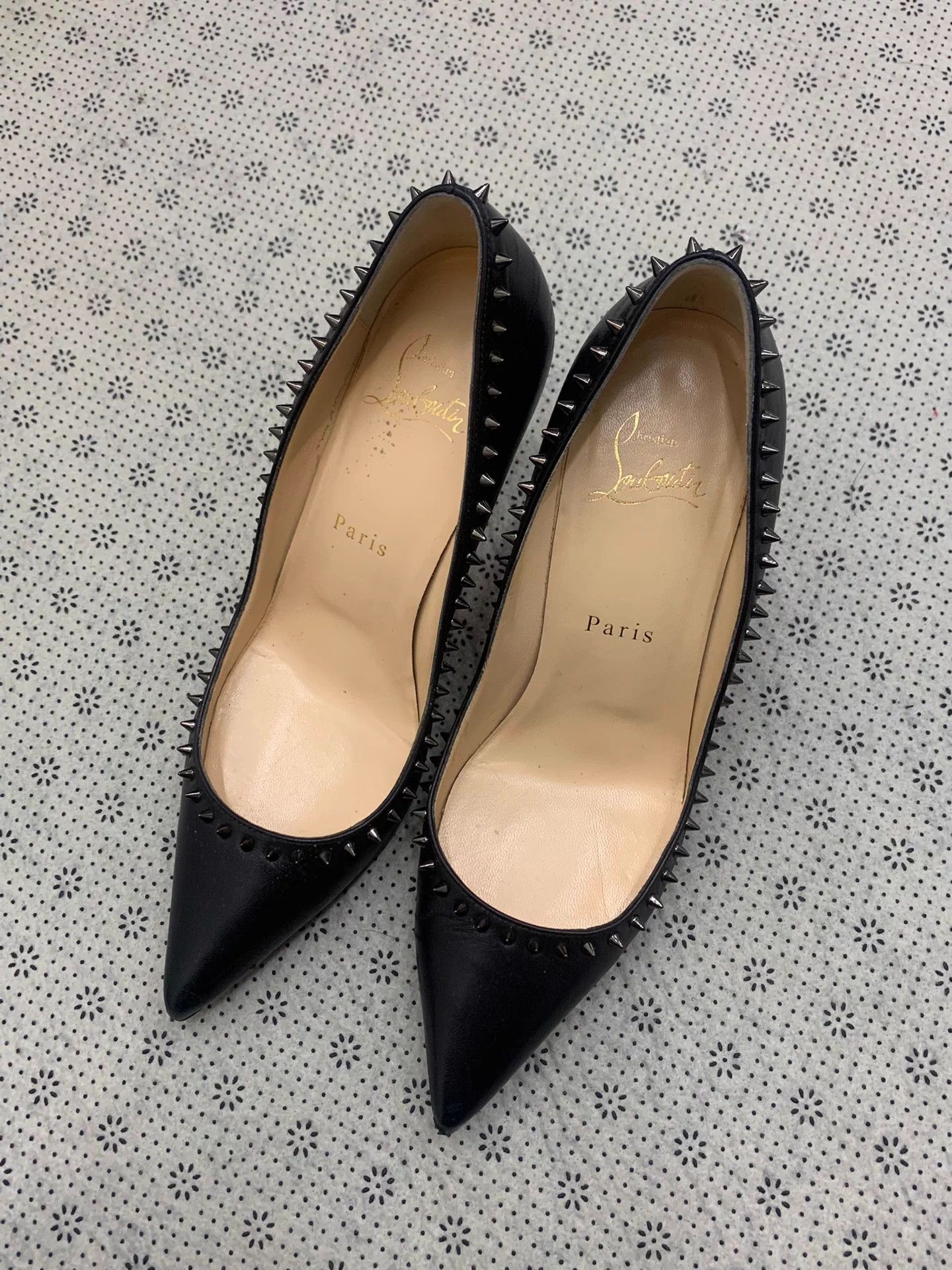 Christian Louboutin CL black studded heels size 36 new Size US 5.5 / IT 35.5 - 1 Thumbnail