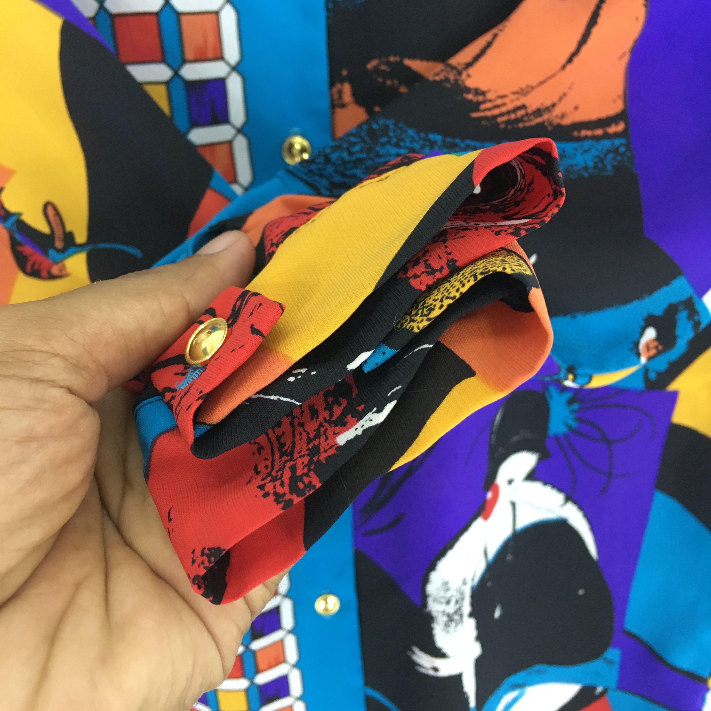 Vintage Novelty Baroque Polyester Shirt Multicolor Pop Art