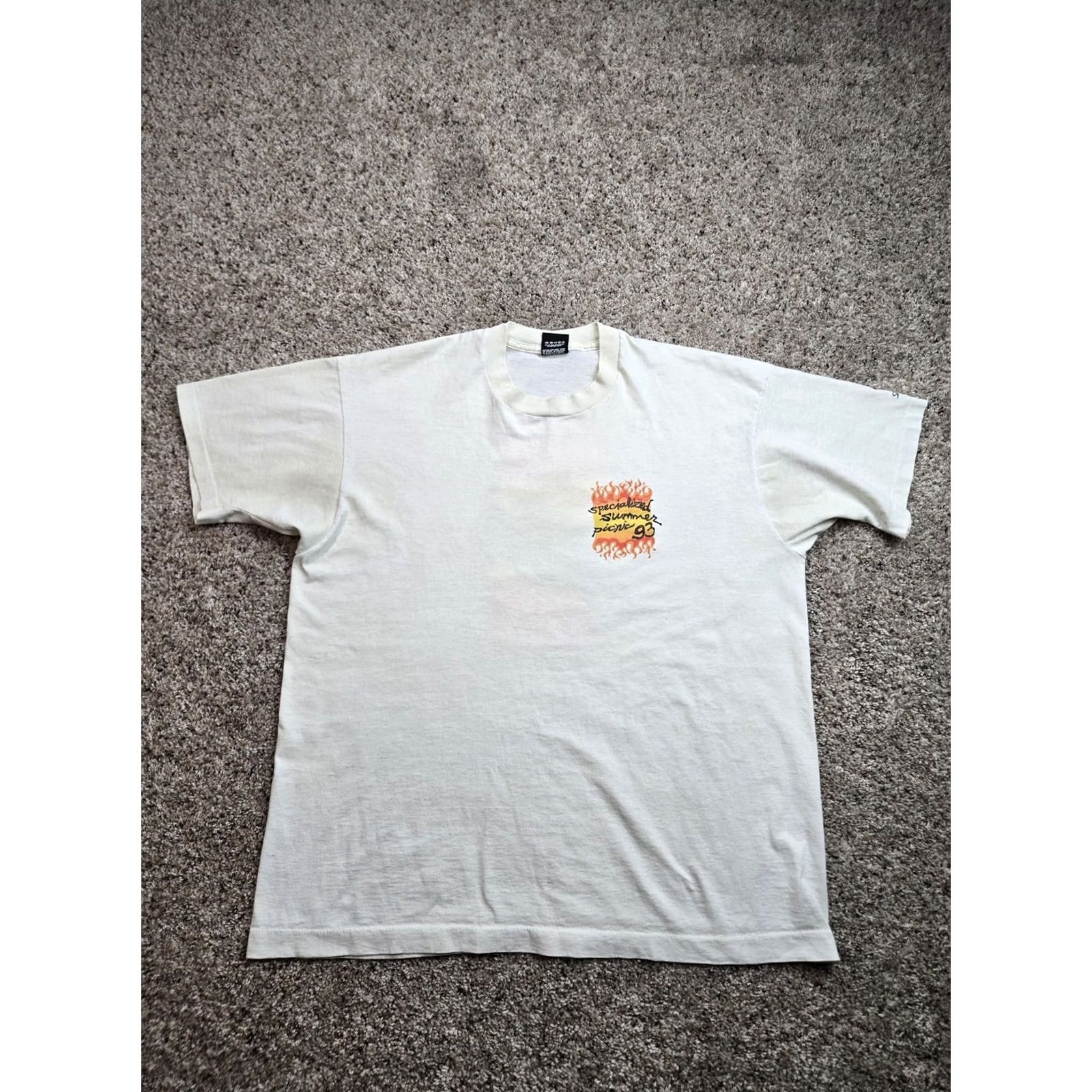 Vintage VINTAGE Specialized Summer Picnic T Shirt Mens XL White Flame Graphic 1993 90s Size US XL / EU 56 / 4 - 2 Thumbnail