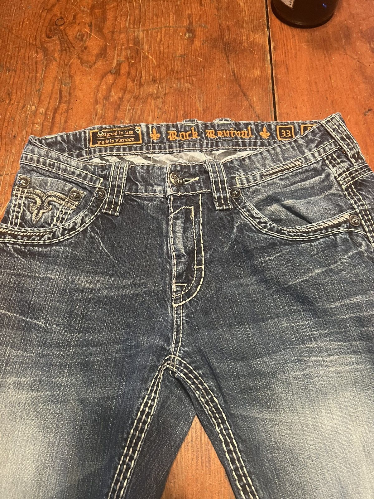 Designer × Rock Revival Rock Revival Remedy Relaxed Straight Jeans Size US 33 - 2 Thumbnail