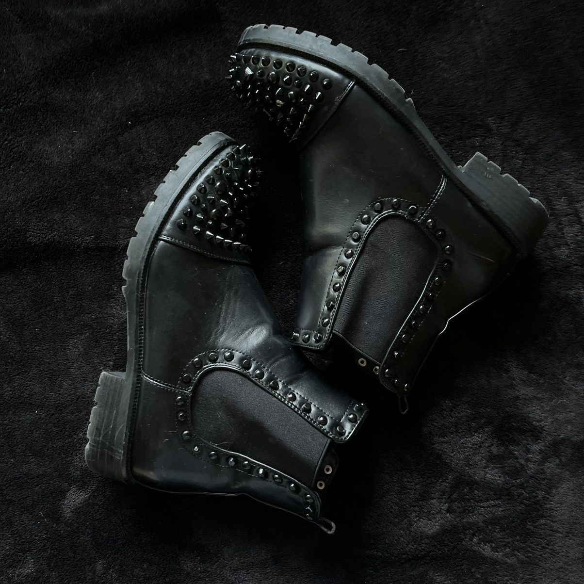 Other Black Studded Zip-Up Ankle Boots - Goth/Punk Biker Style Size US 6.5 / EU 39-40 - 2 Thumbnail