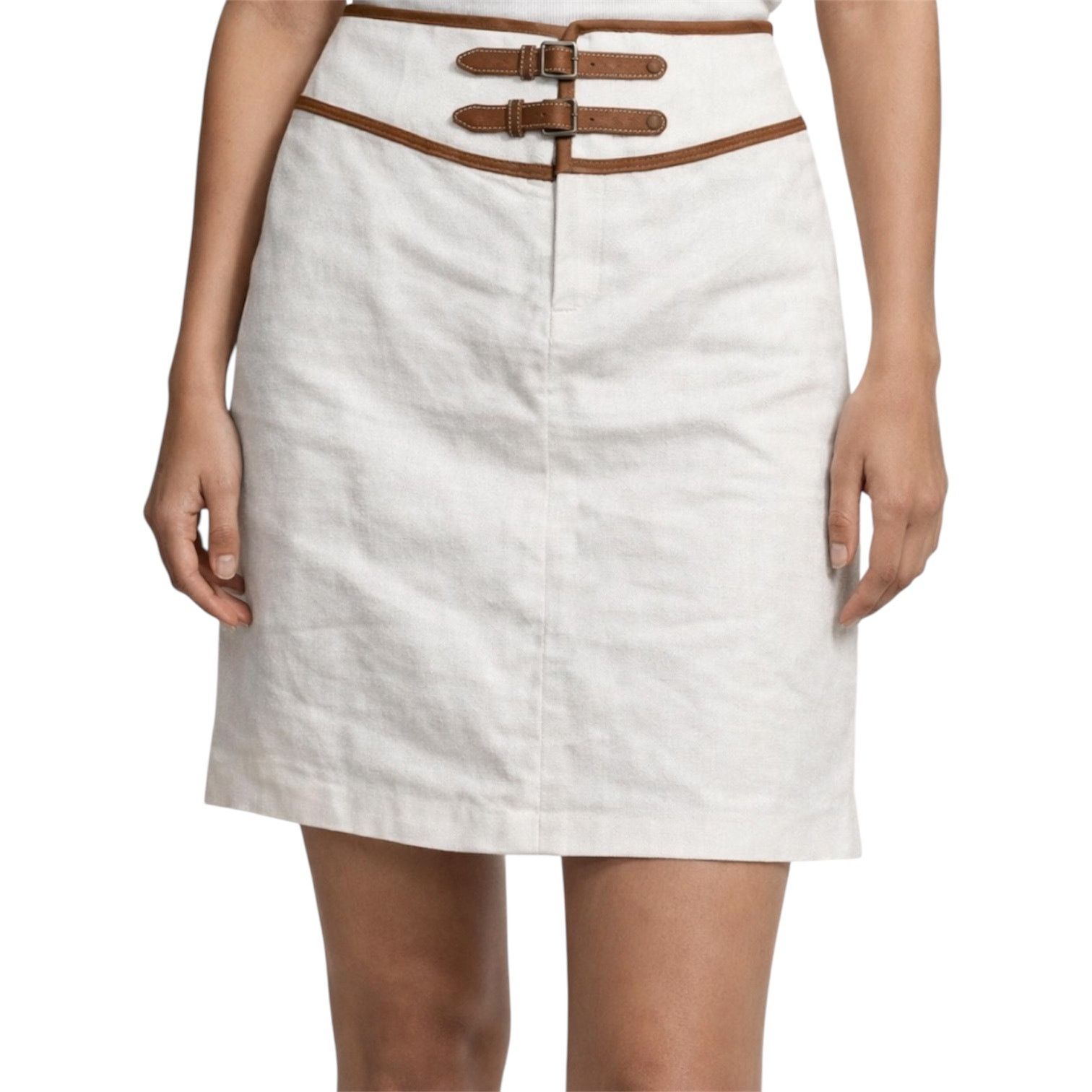 Ralph Lauren Black Label Linen Skirt Ruffle Pleated Cinch 6