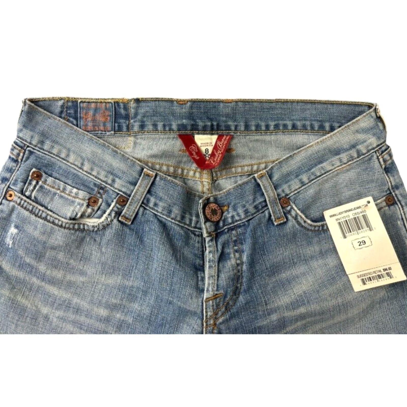 VINTAGE Lucky Brand Light Wash Capri Denim Jeans Women Size 8/29 Blue Regular Fit Cotton Spandex Slim Leg Bottoms