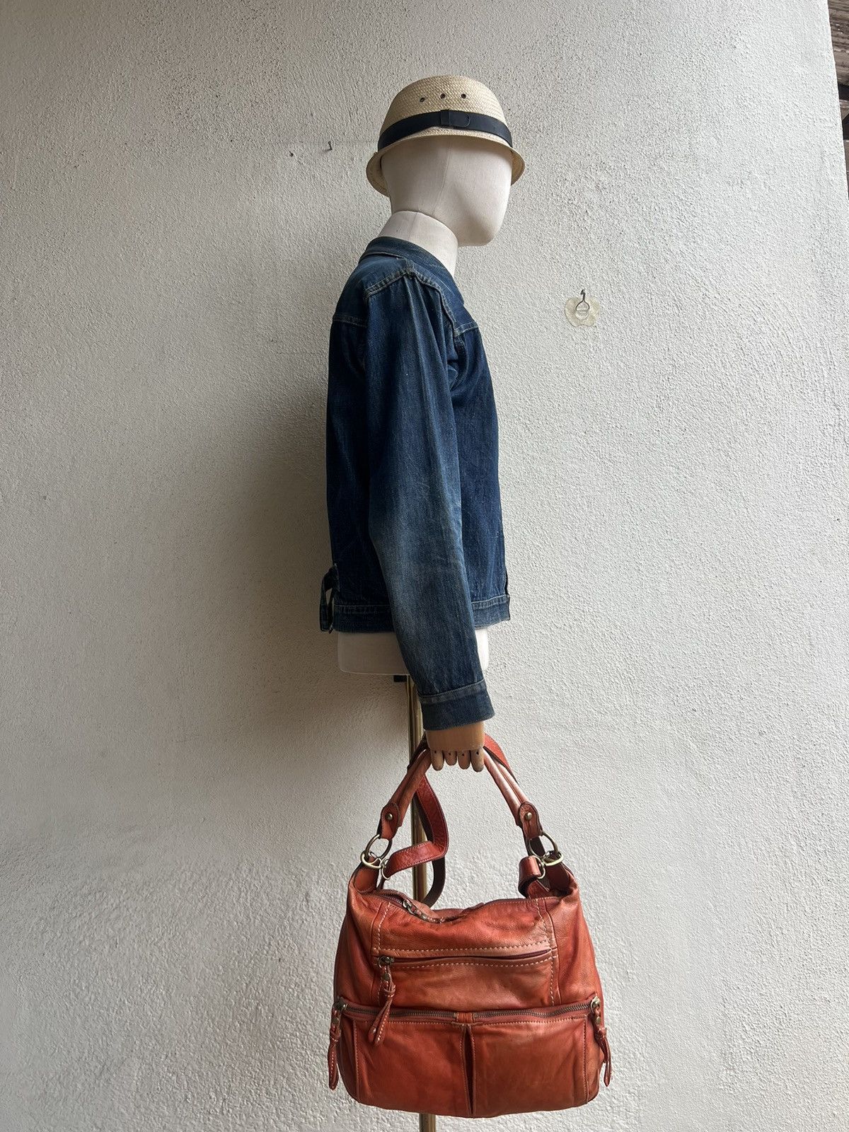 Leather Kissora Japan Sun Faded Patina Leather 2 Way Sling Bag Size ONE SIZE - 5 Thumbnail