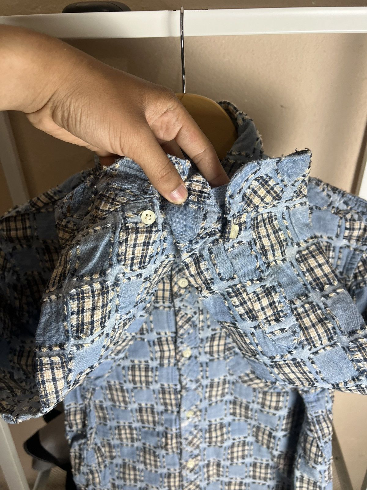 Japanese Brand × Vintage Japanese Brand Button Up Shirt Patchwork Size XS / US 0-2 / IT 36-38 - 5 Thumbnail