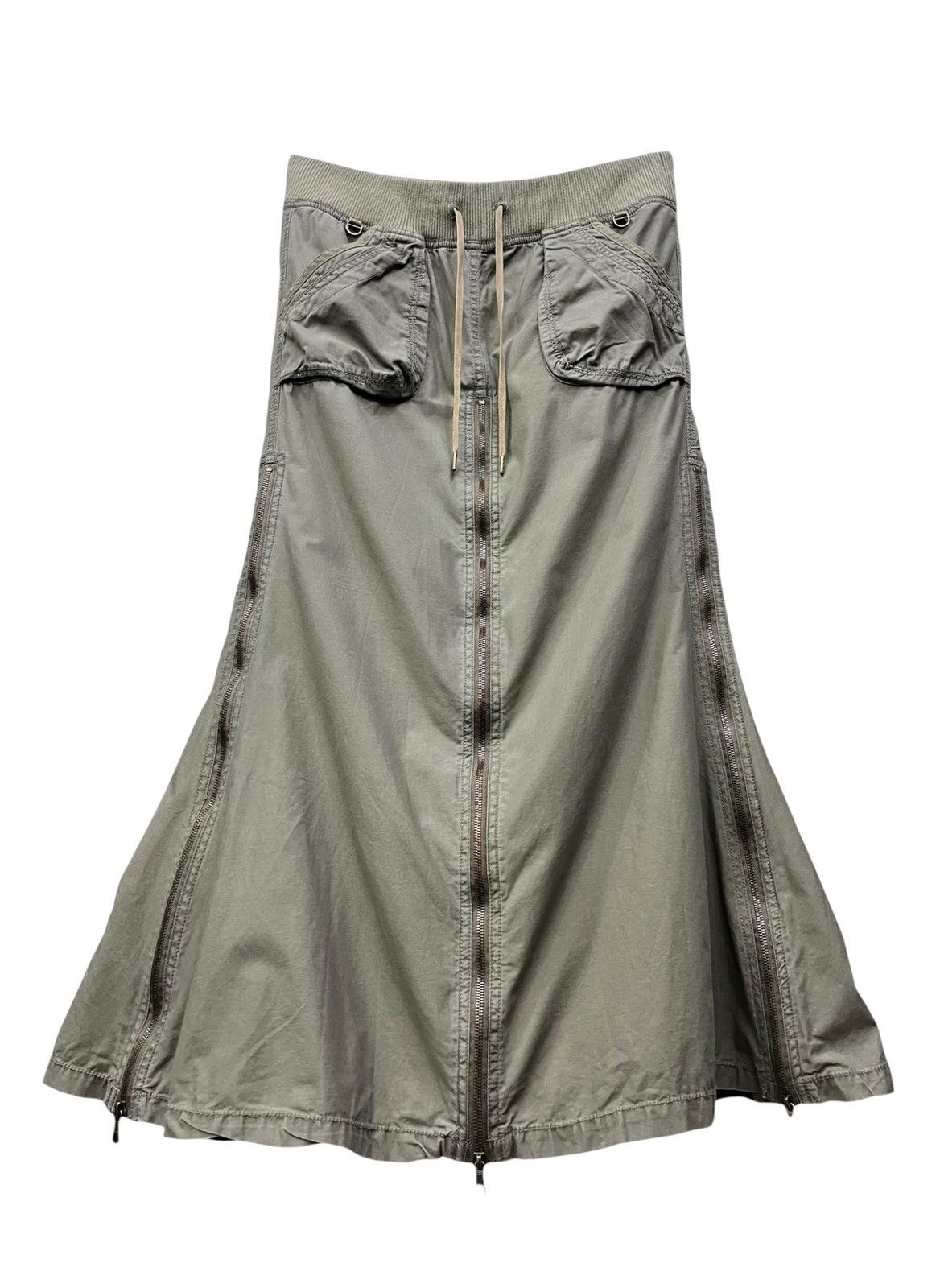 GOA Vintage GOA Multi Zipper Military Flare Maxi Skirt Size 29" - 1 Thumbnail