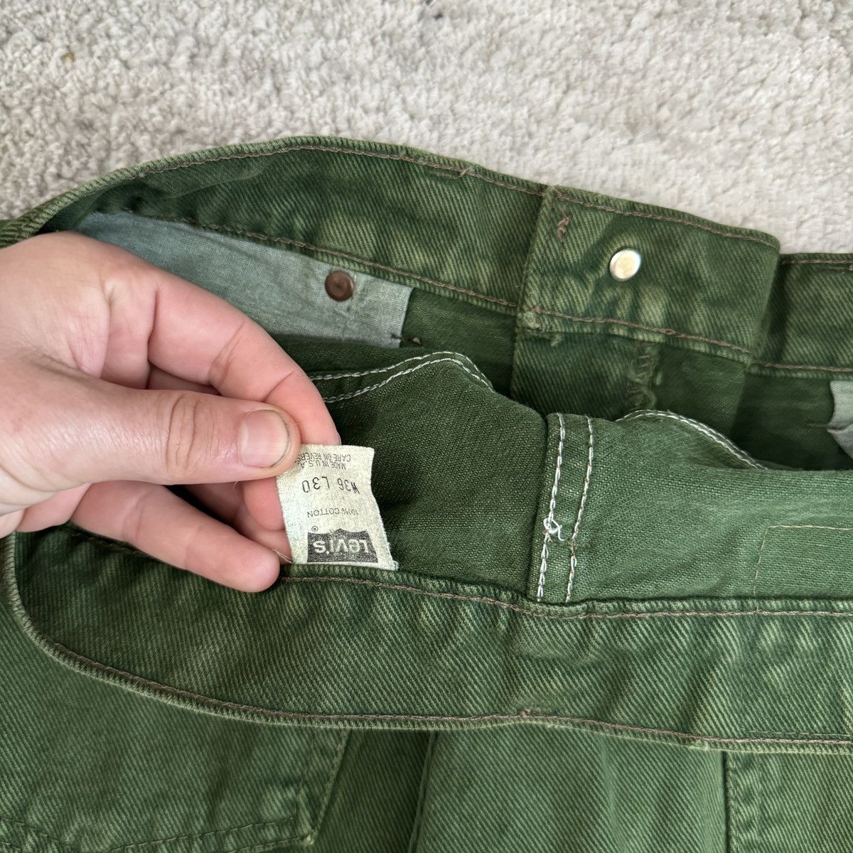 Levi's × Vintage Crazy Vintage Levi’s 554 Silvertab style green baggy jeans Size US 36 / EU 52 - 4 Thumbnail