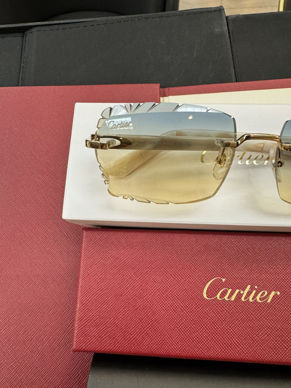 Cartier Cartier White Composite with Custom Diamond Cut Lenses Size ONE SIZE - 3 Thumbnail