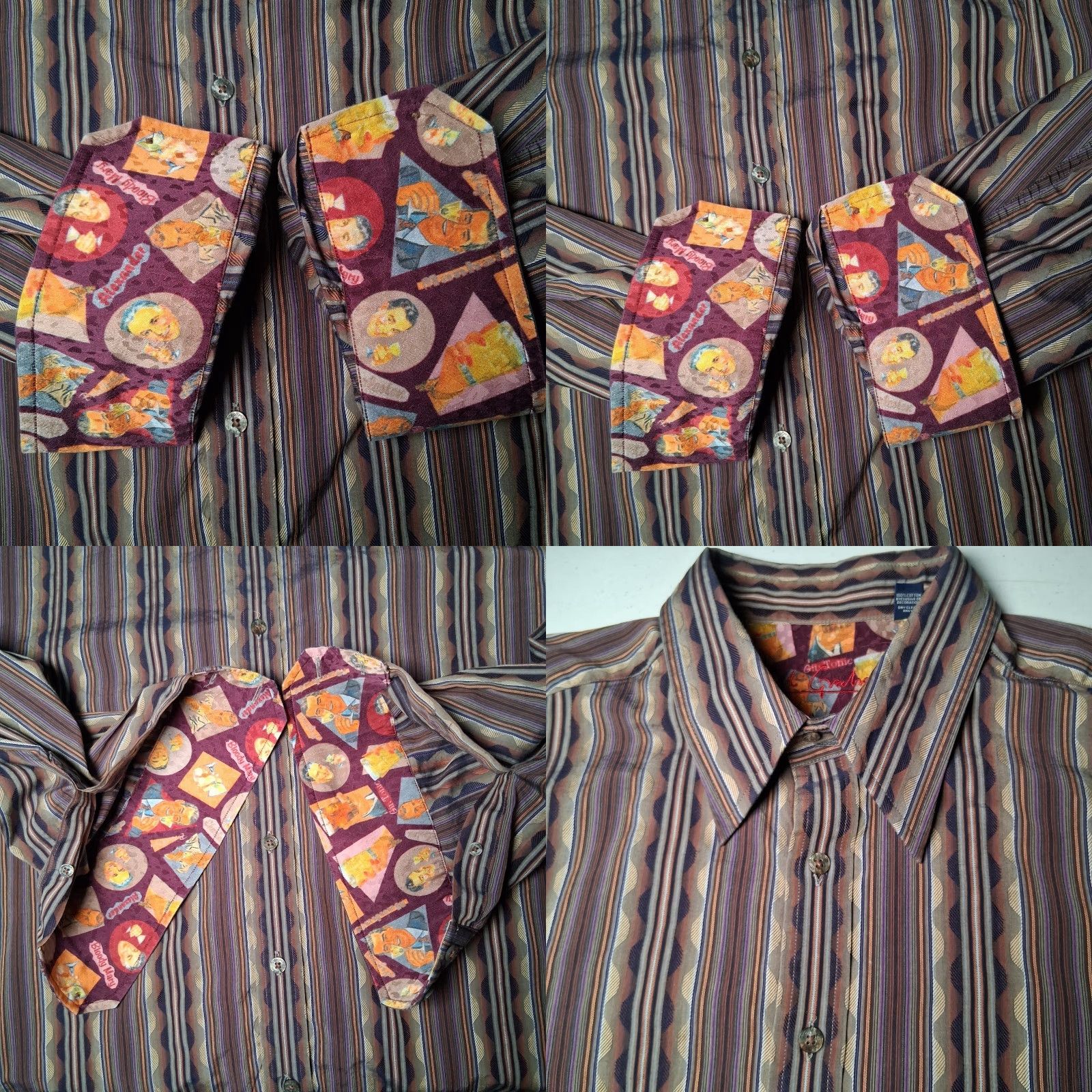 Robert Graham Robert Graham Shirt Men 2XL Purple Stripe Gin And Tonic Flip Cuff Artsy Abstract Size US XXL / EU 58 / 5 - 10 Thumbnail