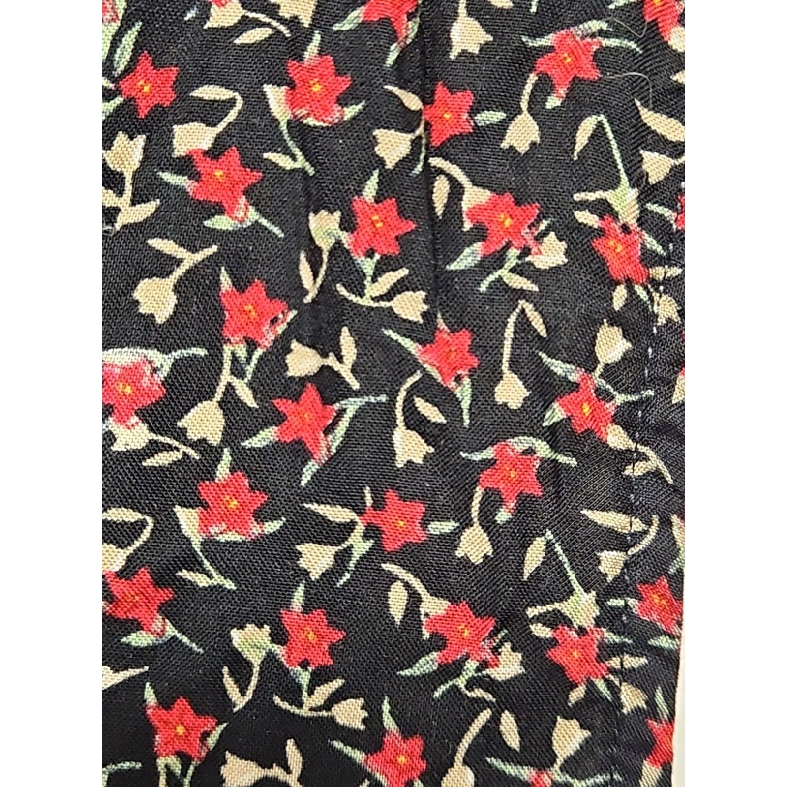 Vintage Carolina Floral Midi Dress Womens 10 Black Pink Sleeveless Cottagecore Casual Easy Relaxed Silhouette Size L / US 10 / IT 46 - 2 Thumbnail