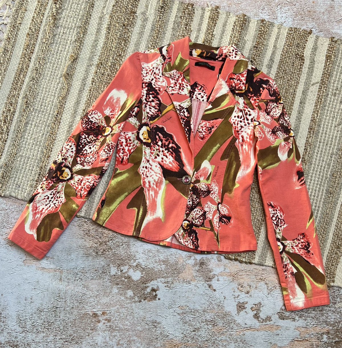 Image of Archival Clothing x Roberto Cavalli Vintage Floral Blazer in Pink, Women's (Size Small)