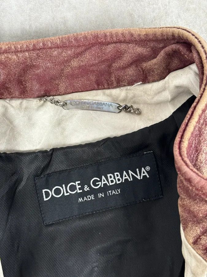 Dolce & Gabbana 2000s Dolce & Gabbana Biker White Faded Leather Jacket Size US M / EU 48-50 / 2 - 11 Thumbnail