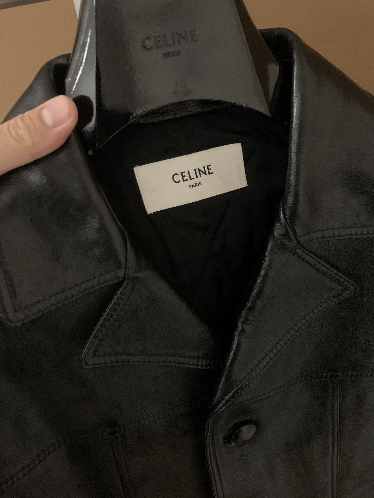 Celine Celine 2024FW Waxed Lambskin Trucker jacket Size US M / EU 48-50 / 2 - 2 Thumbnail