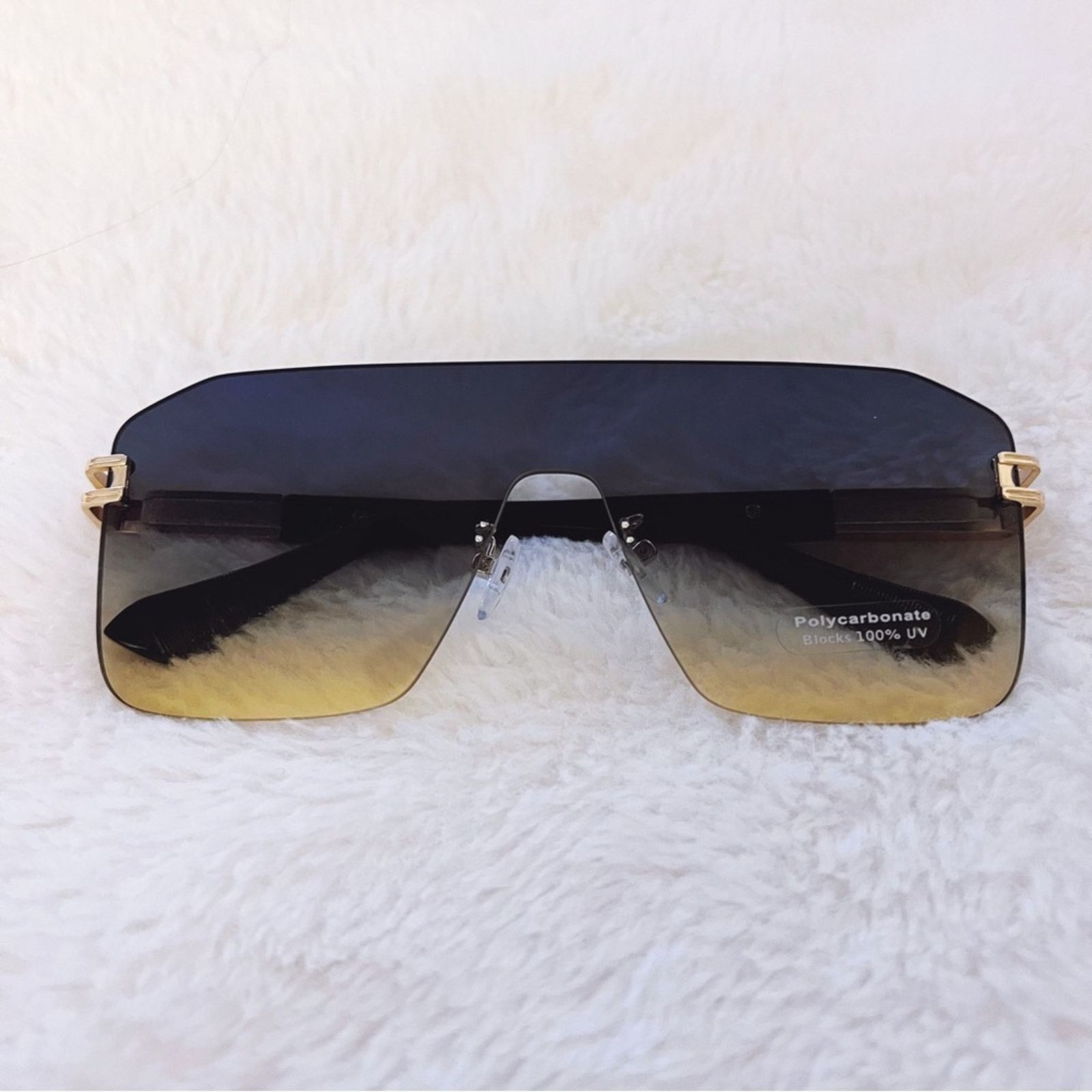 Other Sadie Teal & Brown Oversized Rimless Flat-Top Sunglasses Size ONE SIZE - 1 Thumbnail