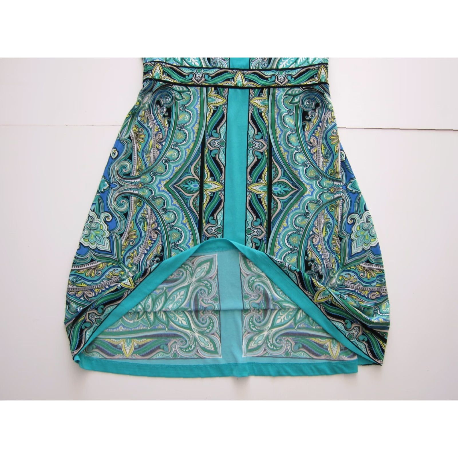 Apt. 9 Apt. 9 Green Yellow Black Floral Paisley Floral Cap Sleeve Sheath Shift Small Size ONE SIZE - 7 Thumbnail