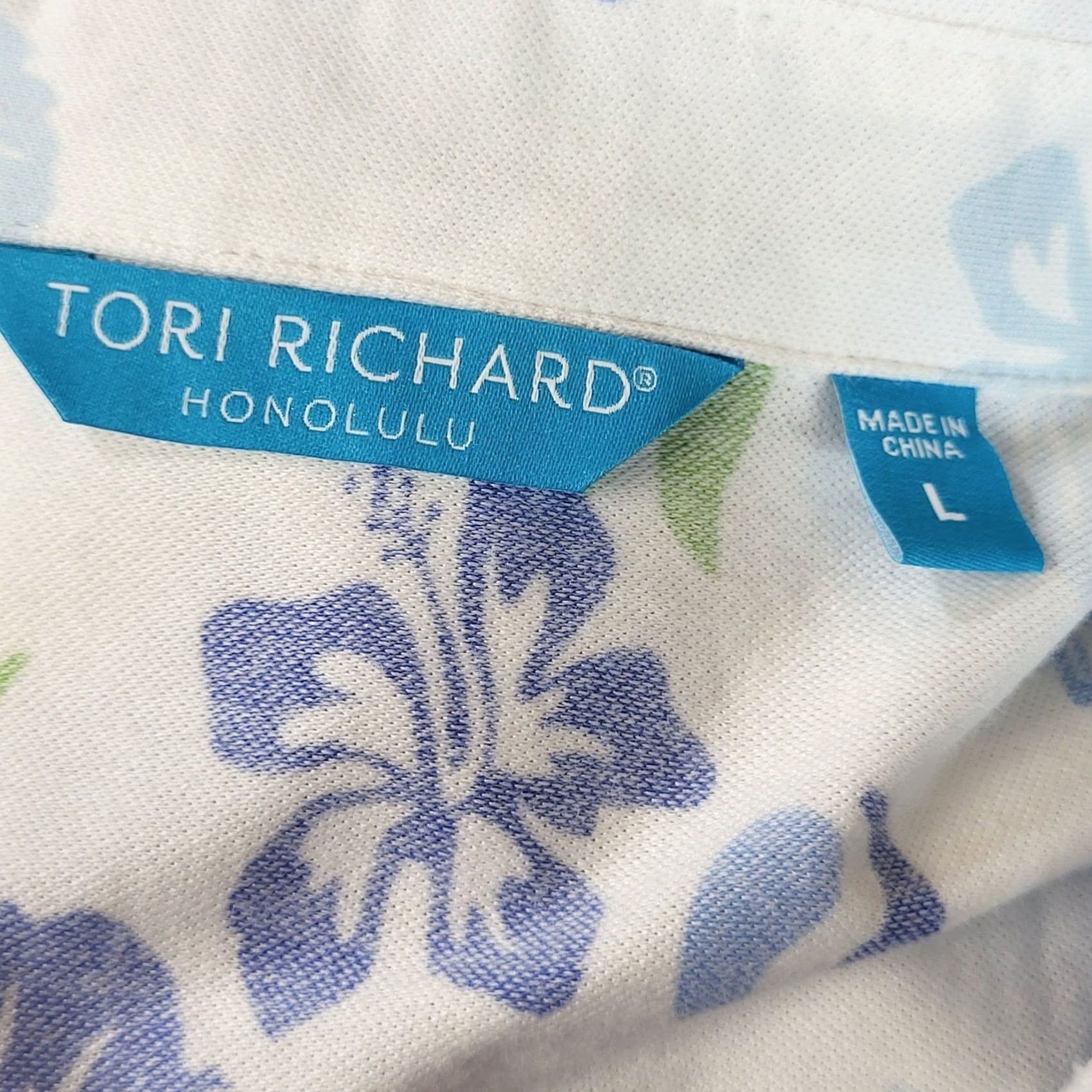 Tori Richard Tori Richard Polo Shirt Mens L Hawaiian Tropical Hibiscus Floral White Blue Size US L / EU 52-54 / 3 - 3 Thumbnail