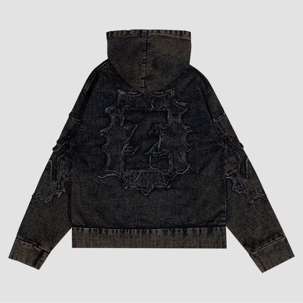 14th Addiction 🌑 Flowris gothic punk style washed denim jacket Size US M / EU 48-50 / 2 - 2 Thumbnail