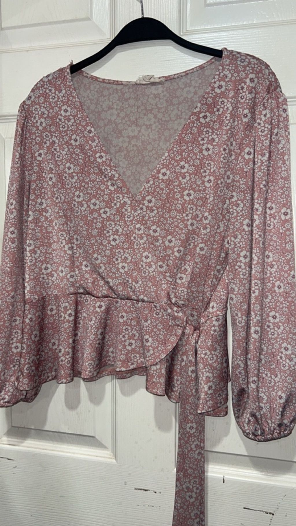 Other Women's Meraki Pink & White Floral Wrap Blouse XL Size XL / US 12-14 / IT 48-50 - 2 Thumbnail