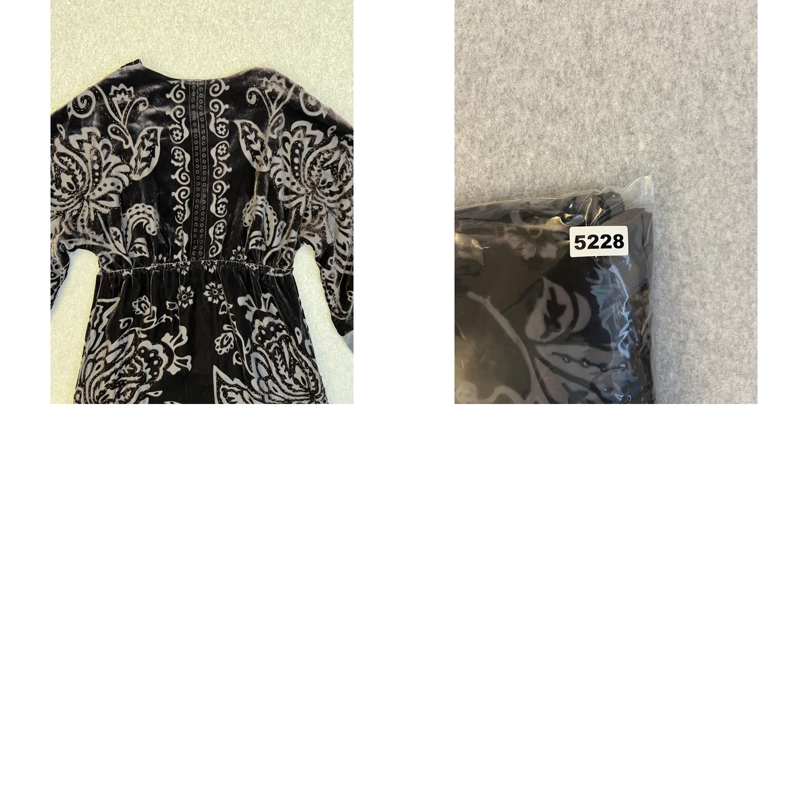 Vintage Hale Bob Dress Womens M Black Velvet Paisley Beaded Kimono Sleeve Short Boho Size 32" / US 10 / IT 46 - 9 Thumbnail