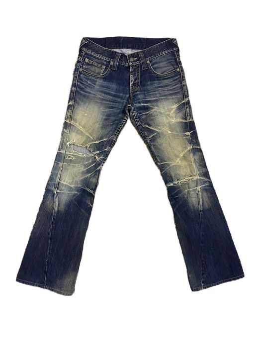 If Six Was Nine TORNADO MART TRIBAL FLARE JEANS LOW RISE RIPPED STYLE ...