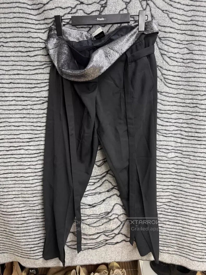 Ann Demeulemeester Ann Demeulemeester Silver Crow Feathers Flap Wool Belted T Size US 36 / EU 52 - 1 Thumbnail