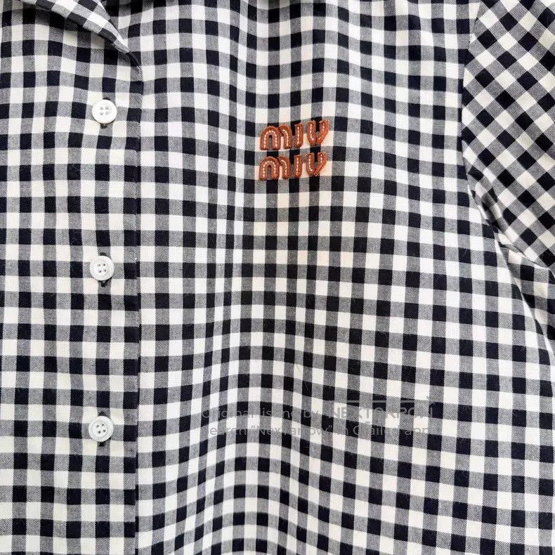 Miu Miu Miu Miu Plaid Button Closure Short Sleeve Shirt i Size XS / US 0-2 / IT 36-38 - 2 Thumbnail