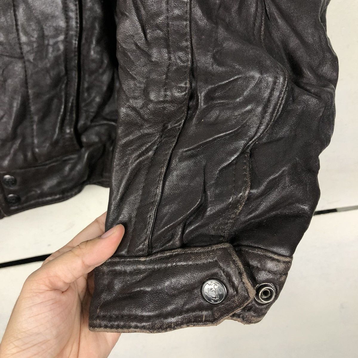 Japanese Brand 🔥VTG GENUINE LEATHER JACKET BIKER BONNEZ VOW ISSEY MIYAKE Size US L / EU 52-54 / 3 - 17 Thumbnail