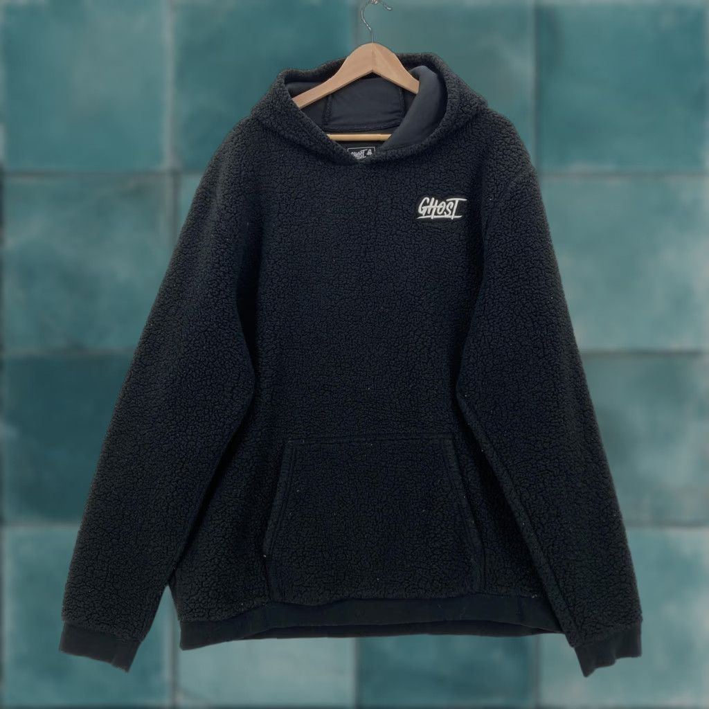 Vintage Ghost Lifestyle Hoodie Mens 2XL Black Sherpa Fleece Pullover Kangaroo Pocket Size US XXL / EU 58 / 5 - 1 Thumbnail
