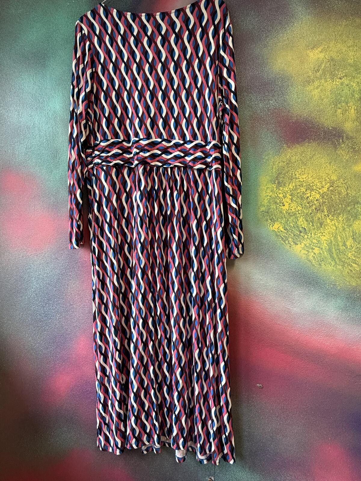 Other Boden Amelie Multi Swirl Print Long Sleeve Jersey Midi Dress Size XL / US 12-14 / IT 48-50 - 4 Thumbnail