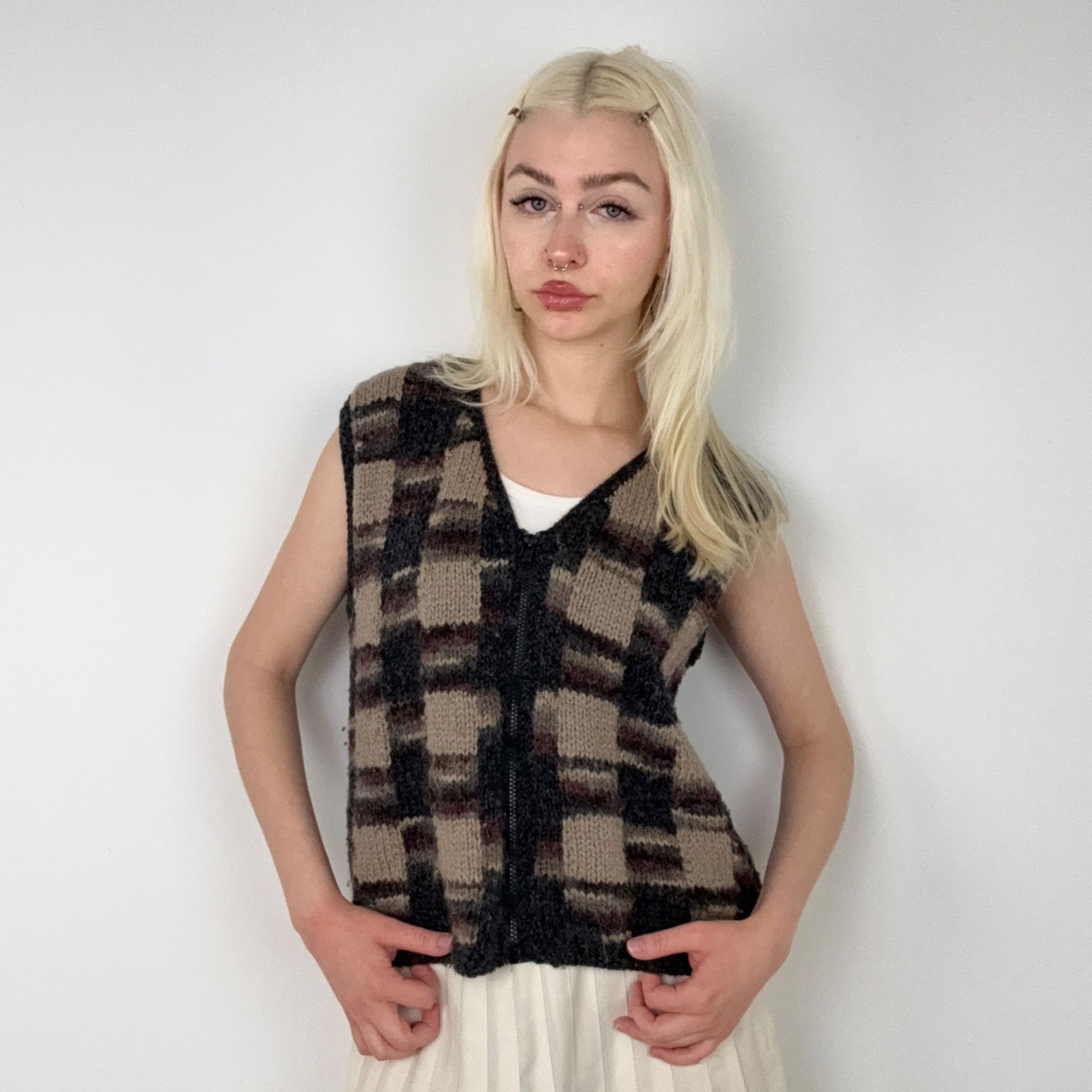 Vintage XL - Vintage 80s Hans Knitted Zip Up Vest Size US XL / EU 56 / 4 - 1 Thumbnail