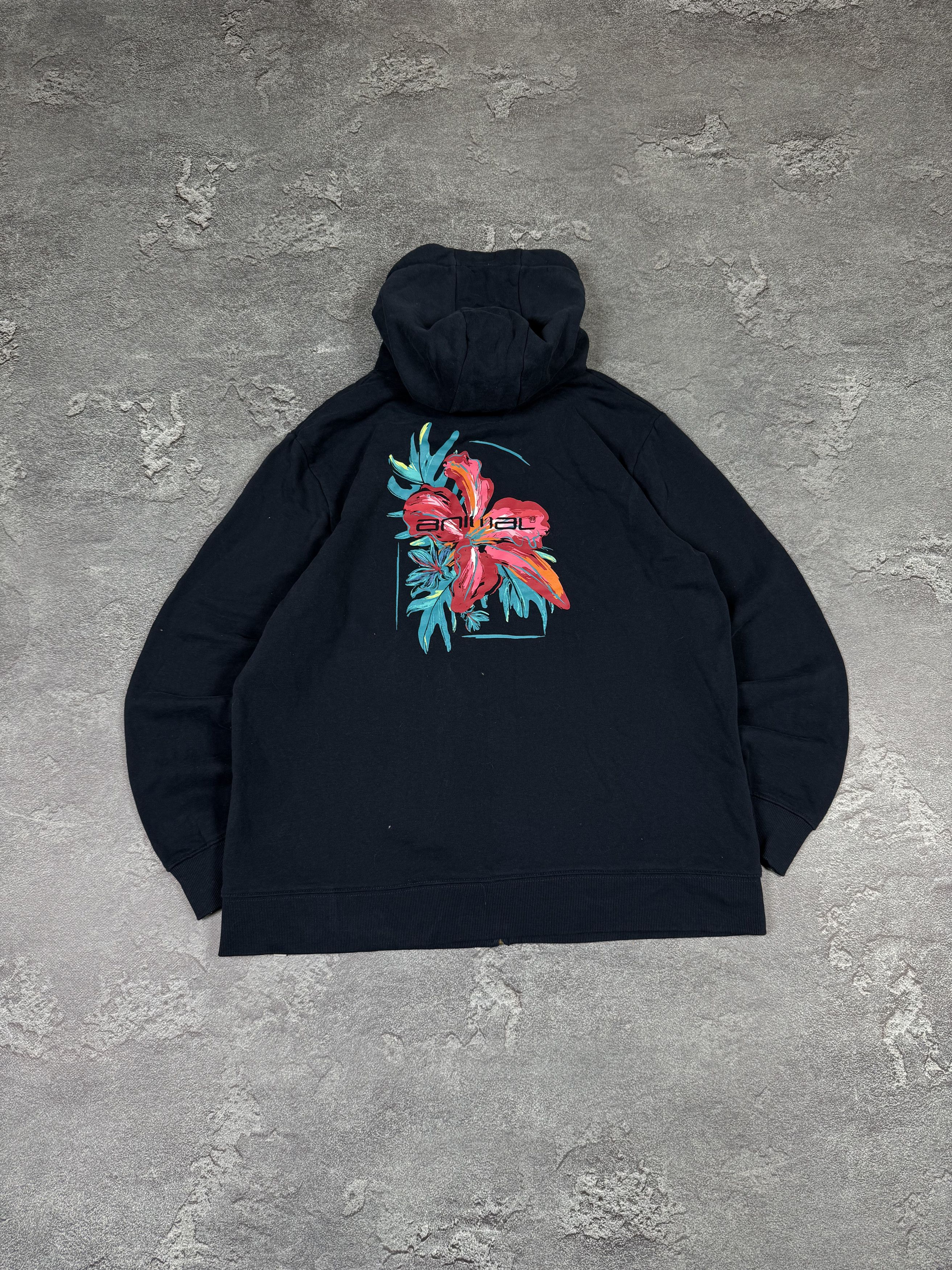 Quiksilver Y2K Animal Floral Zip Up Navy Surf Style Hoodie Size XL / US 12-14 / IT 48-50 - 6 Thumbnail