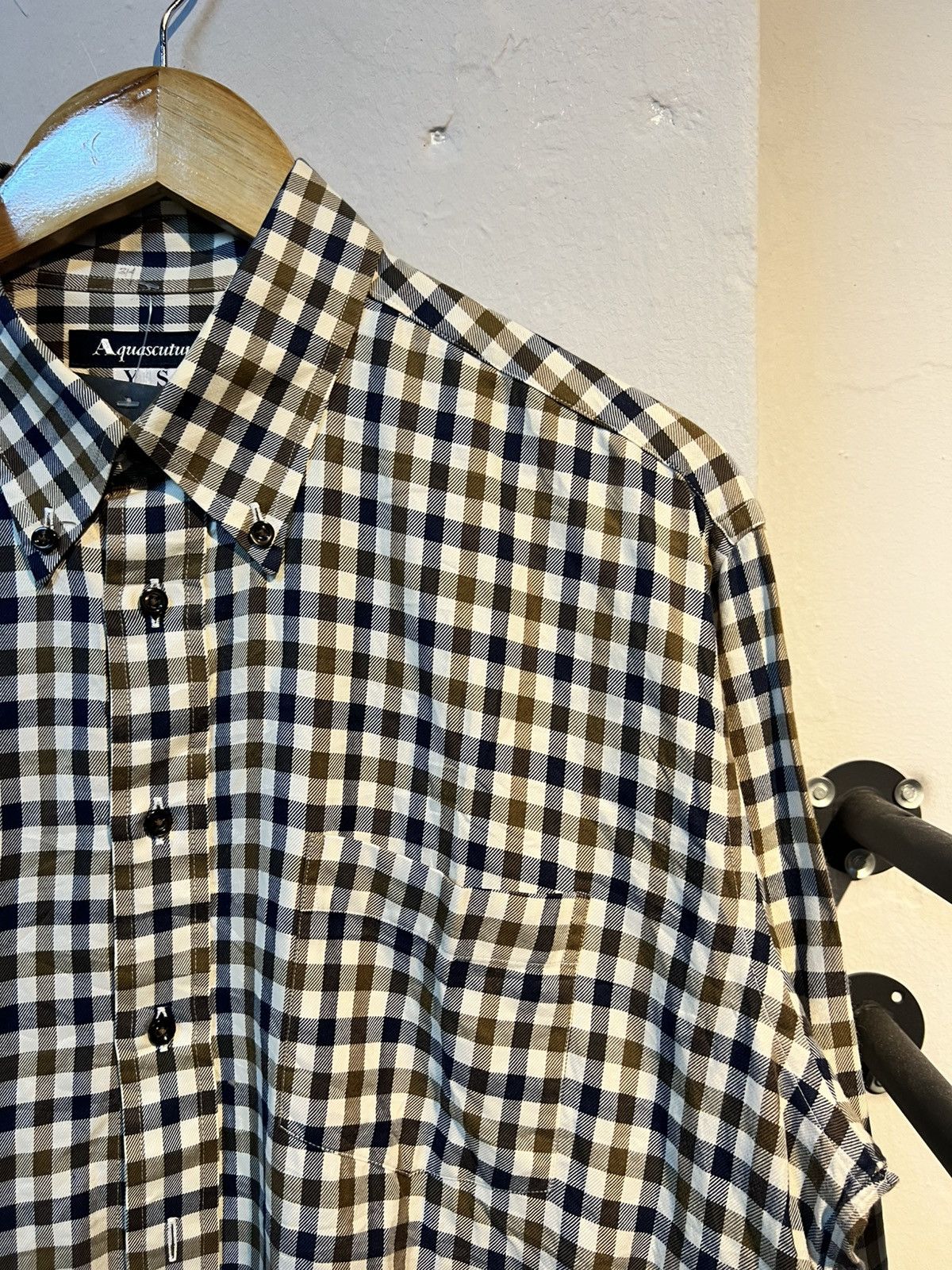 Aquascutum × Vintage Aquascutum Signature Chekered Button Shirt Size US L / EU 52-54 / 3 - 3 Thumbnail