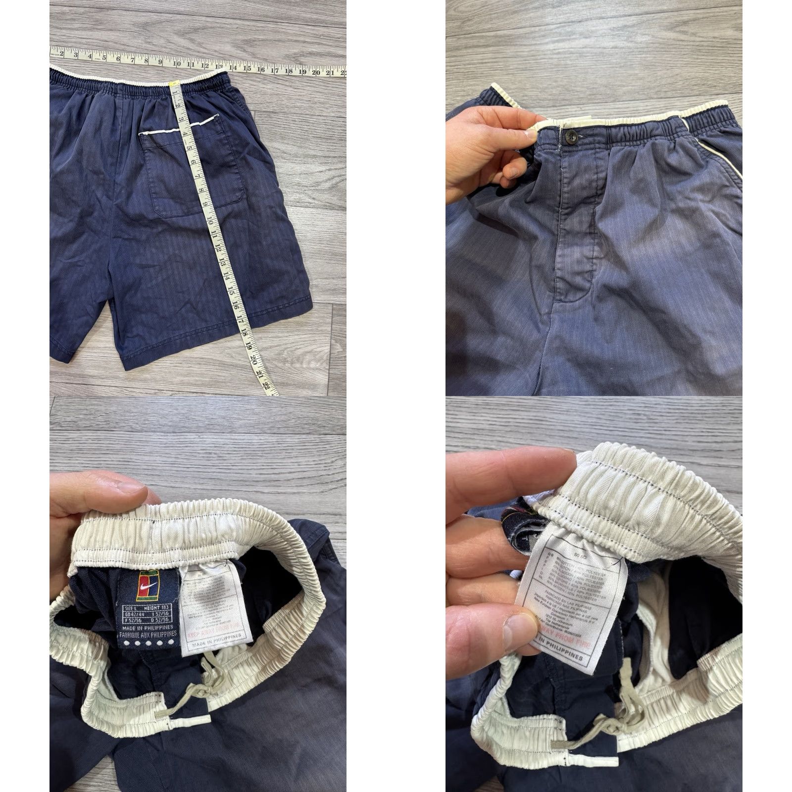 Nike VINTAGE Nike Tennis Shorts Navy Blue Challenge Court Drawstring Pocket Men L Size US 33 - 8 Thumbnail