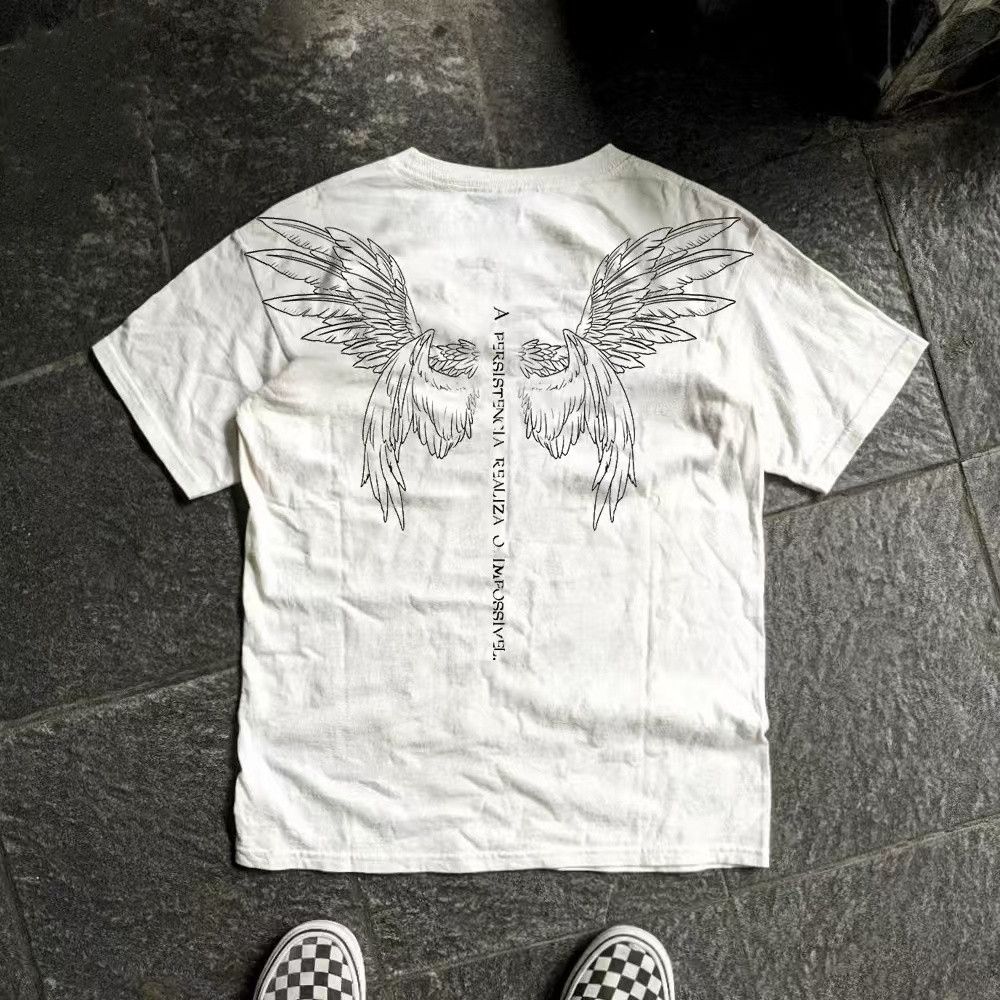 Vintage White retro angel wings cotton t-shirt Size US M / EU 48-50 / 2 - 1 Thumbnail