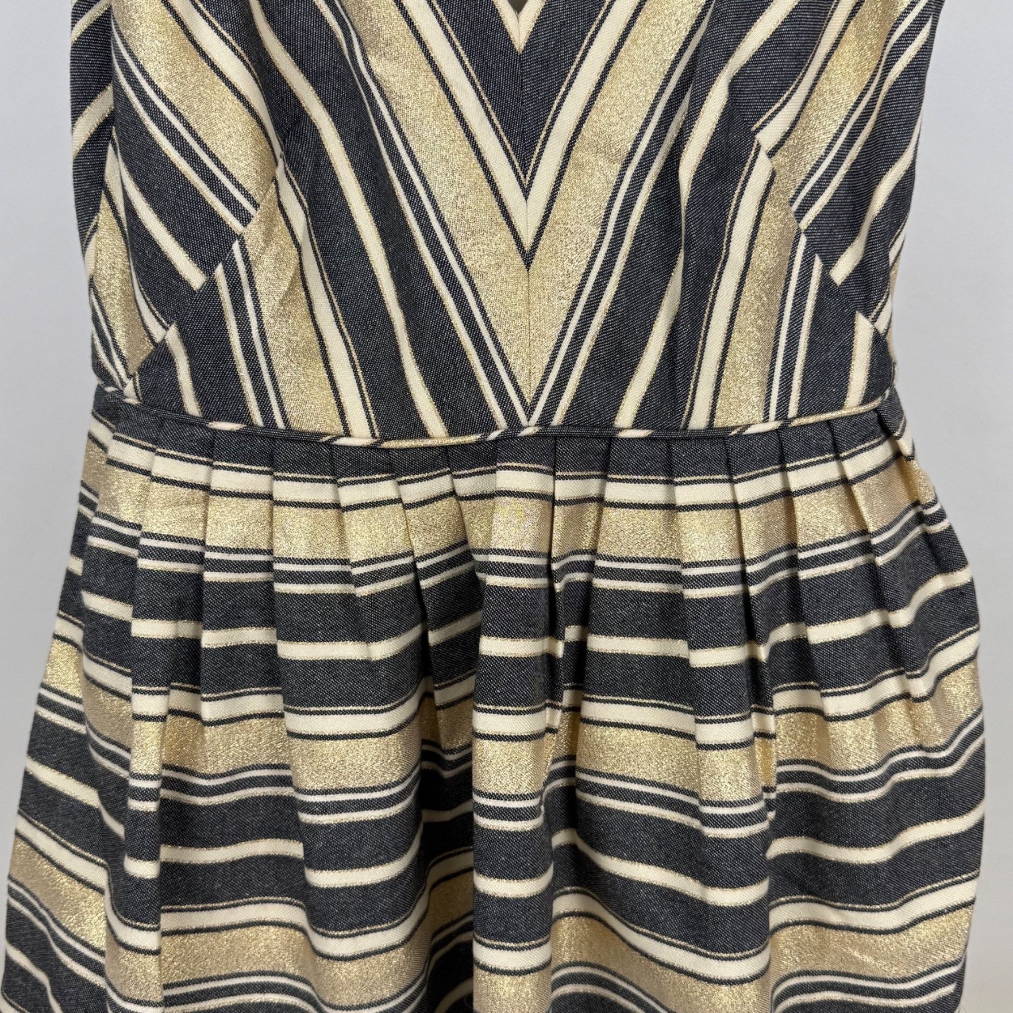 J.Crew J.Crew Sleeveless Metallic Gold/Gray Fit & Flare Cocktail Dr Size M / US 6-8 / IT 42-44 - 3 Thumbnail