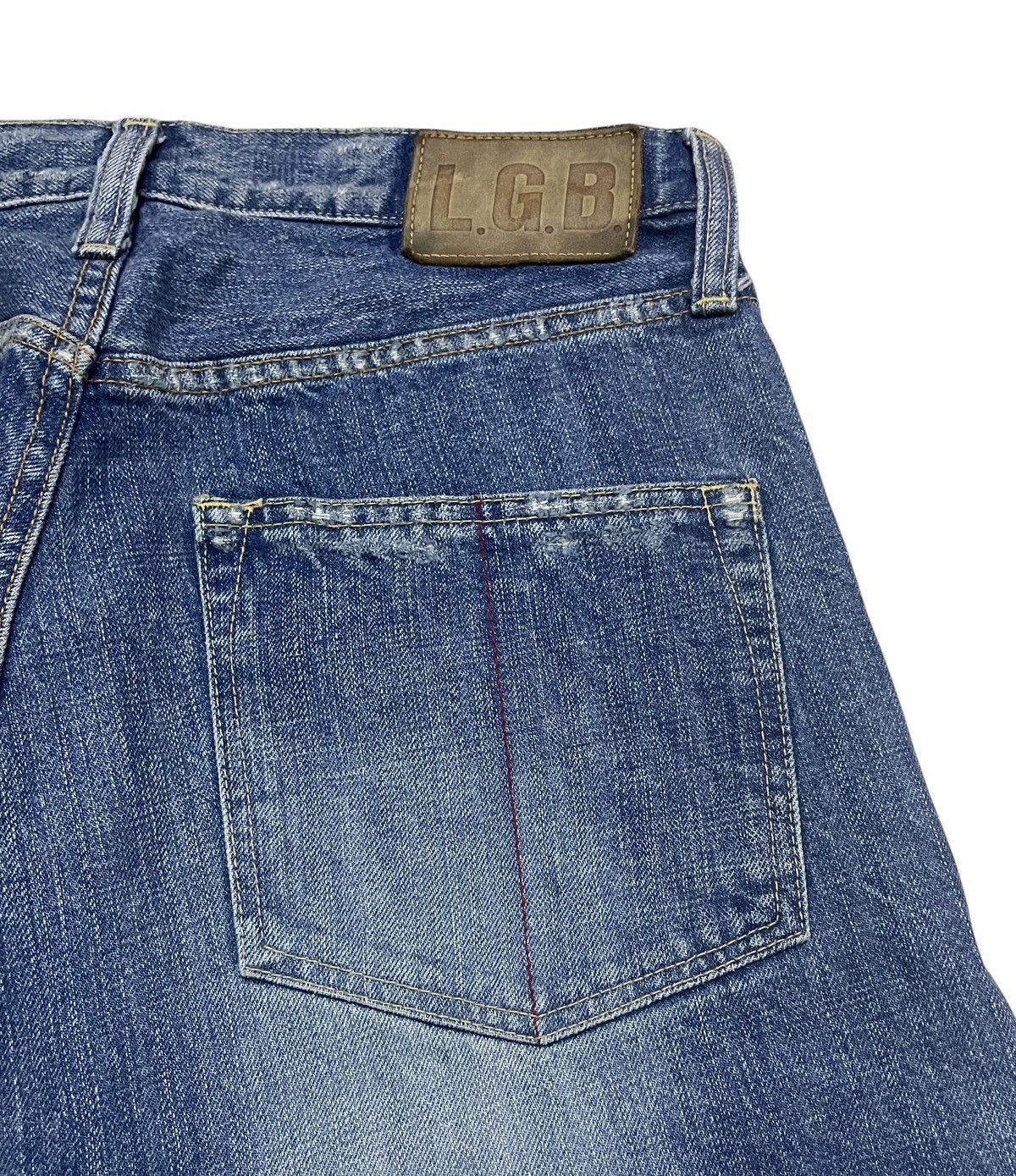 Le Grande Bleu (L.G.B.) Very Rare Vintage Japanese Brand LGB Distressed Jeans 1990s Size US 30 / EU 46 - 9 Thumbnail
