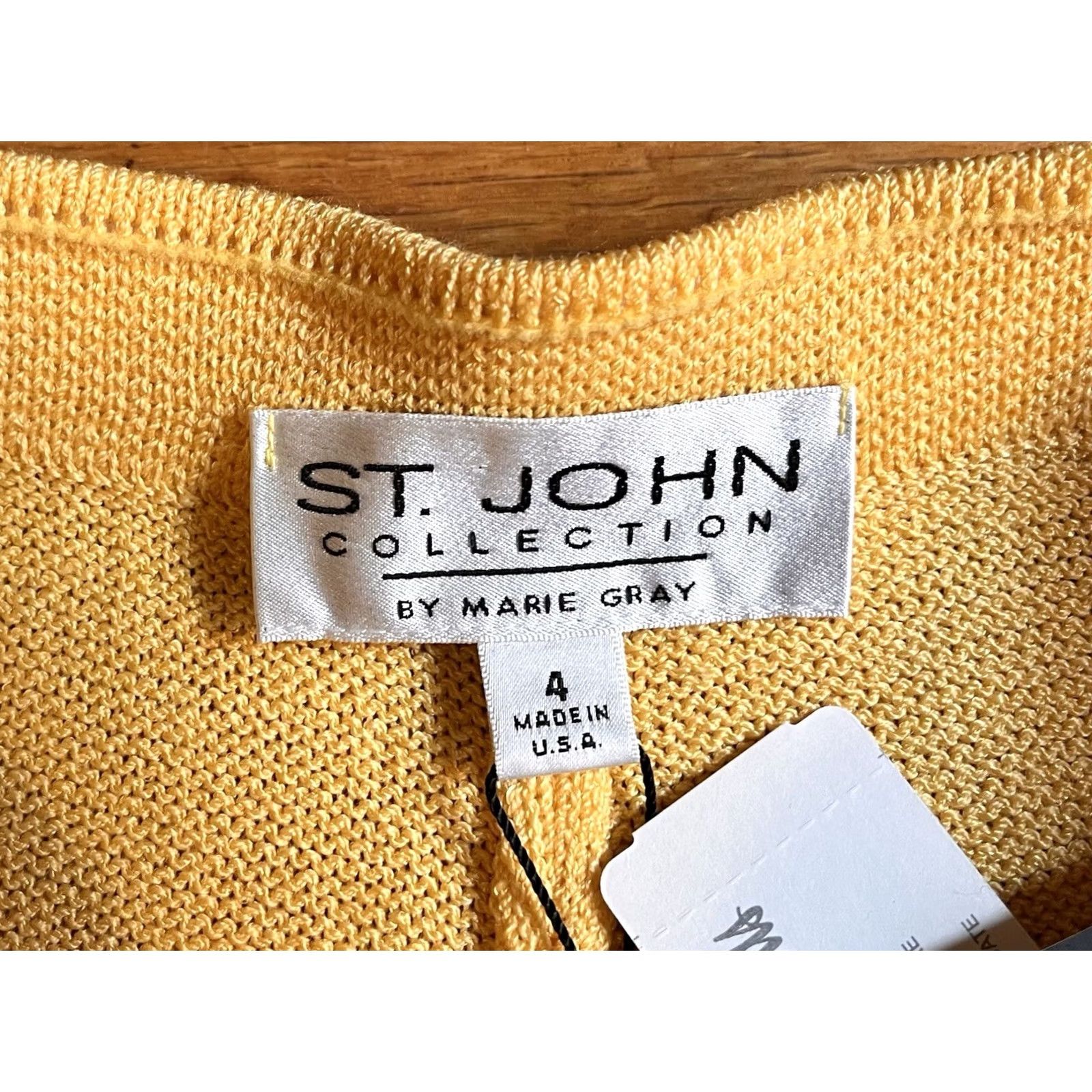 St. John St. John Santana Knit Pants Womens 4 Marigold Yellow Straight Leg Dress Pants Pockets Retro Vintage Size 27" / US 4 / IT 40 - 6 Thumbnail