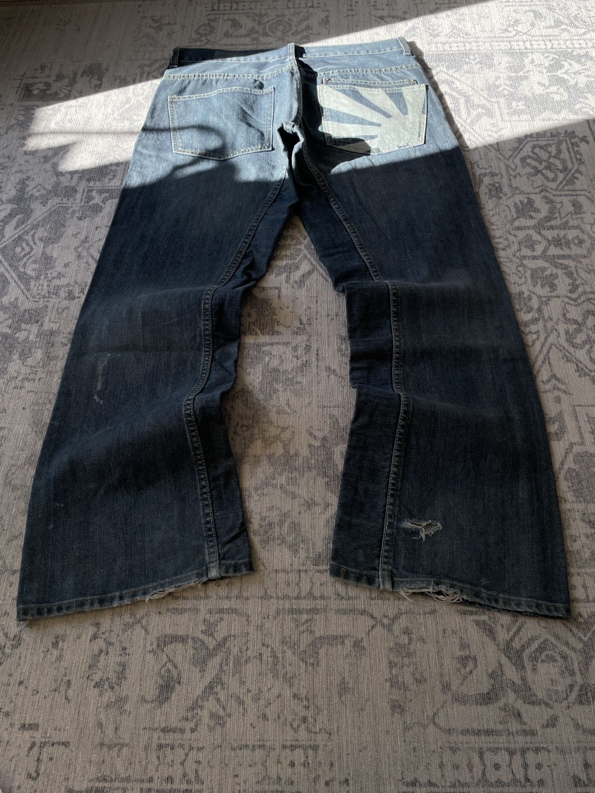Pre-owned Hysteric Glamour X If Six Was Nine Japan Avant Garde Washed Denim Fade Flare Wide Vintage Jeans In Blue
