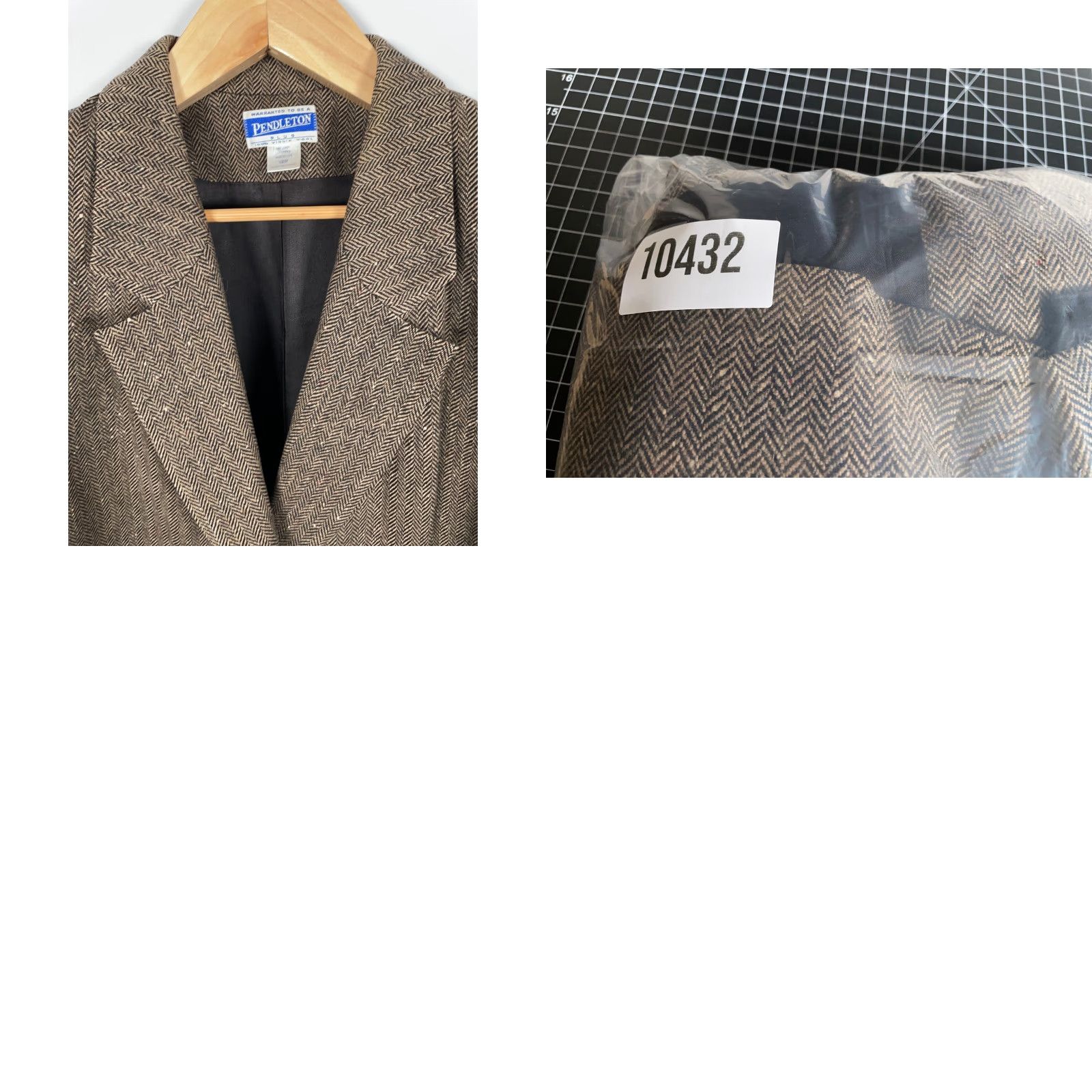 Pendleton VINTAGE Pendleton Blazer Women 18W Brown Herringbone Wool Two-Button Notch Short Jacket USA Made 90s Hipster Preppy Retro Ladies Mens/Womens Size XXL / US 16-18 / IT 52-54 - 10 Thumbnail