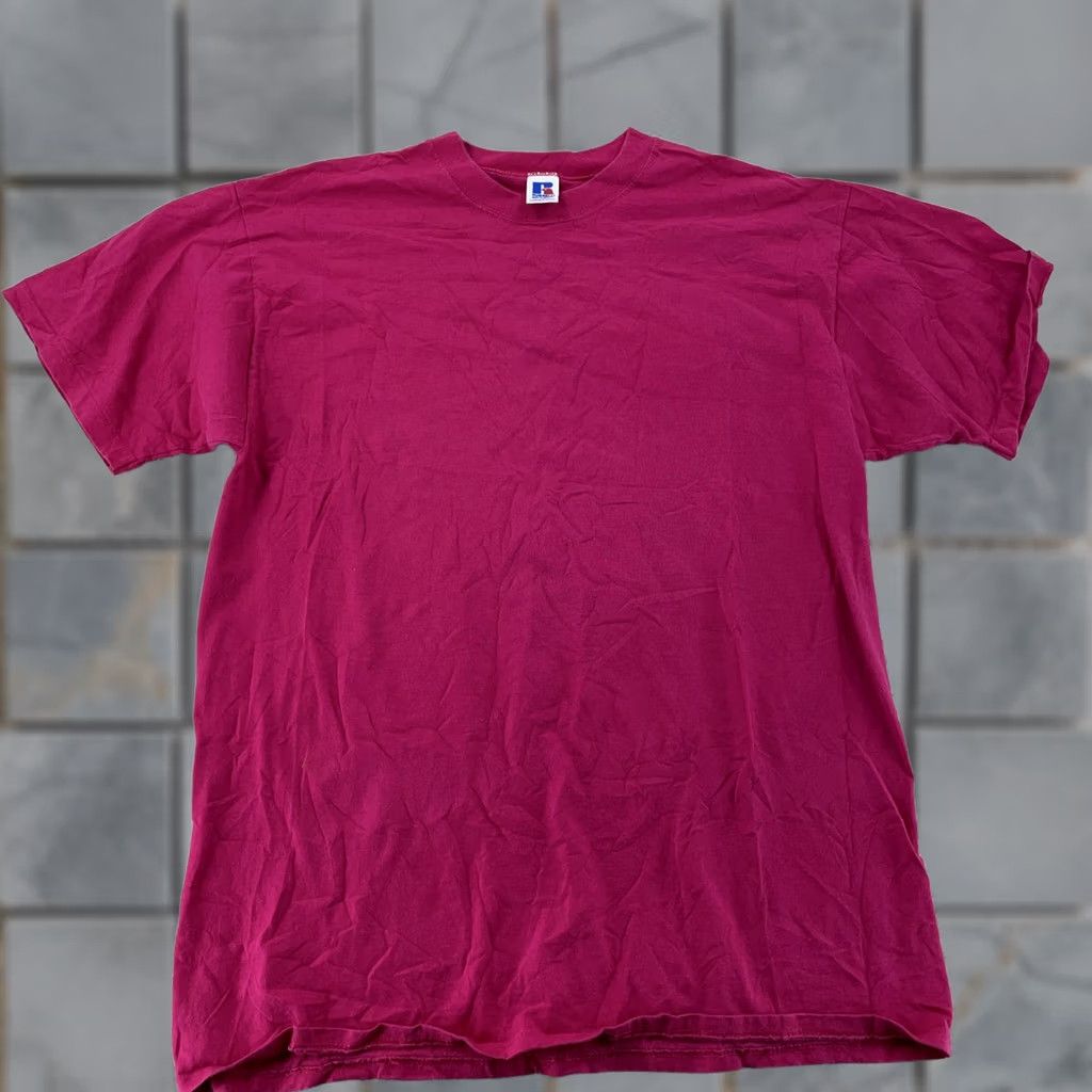 Russell Athletic VINTAGE Russell Athletic T-Shirt Mens Large Pink Cotton 90s Tee Crew Neck Short Sleeve Shirts Mens Size US L / EU 52-54 / 3 - 1 Thumbnail