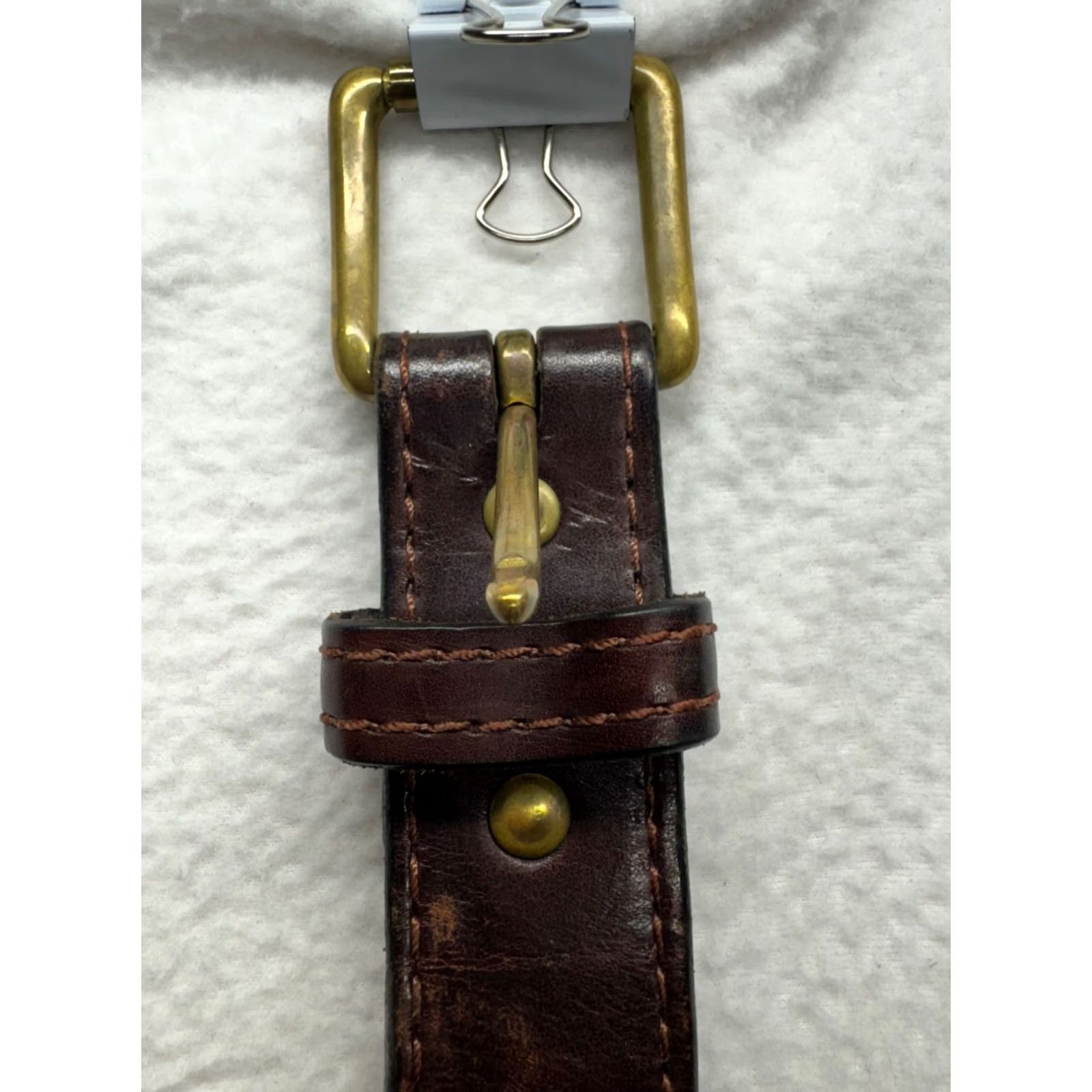 Vintage Bullhide Belts Brown Leather Belt With Brass Buckle Handcrafted #9887 Belt Men's Brown Leather Western Buckle Handcrafted USA 41-inch Good Size ONE SIZE - 3 Thumbnail