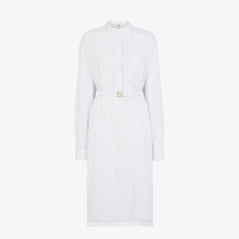 Fendi o1loc1c1225 Long Sleeved Midi Shirt Dress in White Size M / US 6-8 / IT 42-44 - 1 Thumbnail