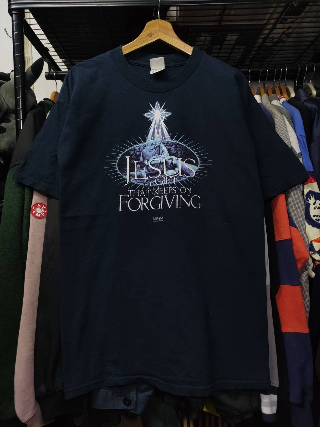 Vintage Vtg 00's Jesus the Gift That Keeps on Forgiving T-Shirt Size US XL / EU 56 / 4 - 2 Thumbnail