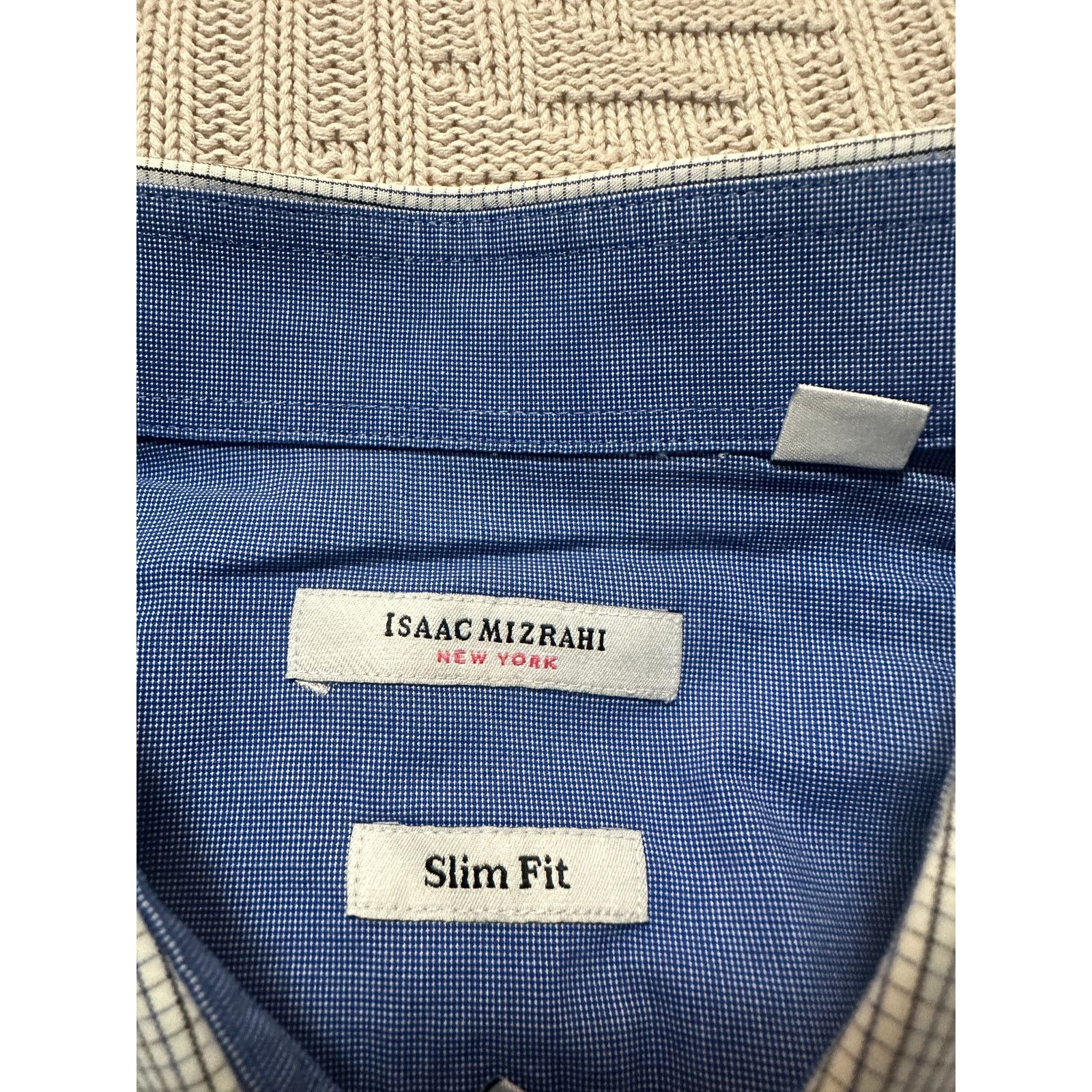 Isaac Mizrahi Isaac Mizrahi blue microplaid slim fit button down size 17.5 Size US XL / EU 56 / 4 - 5 Thumbnail