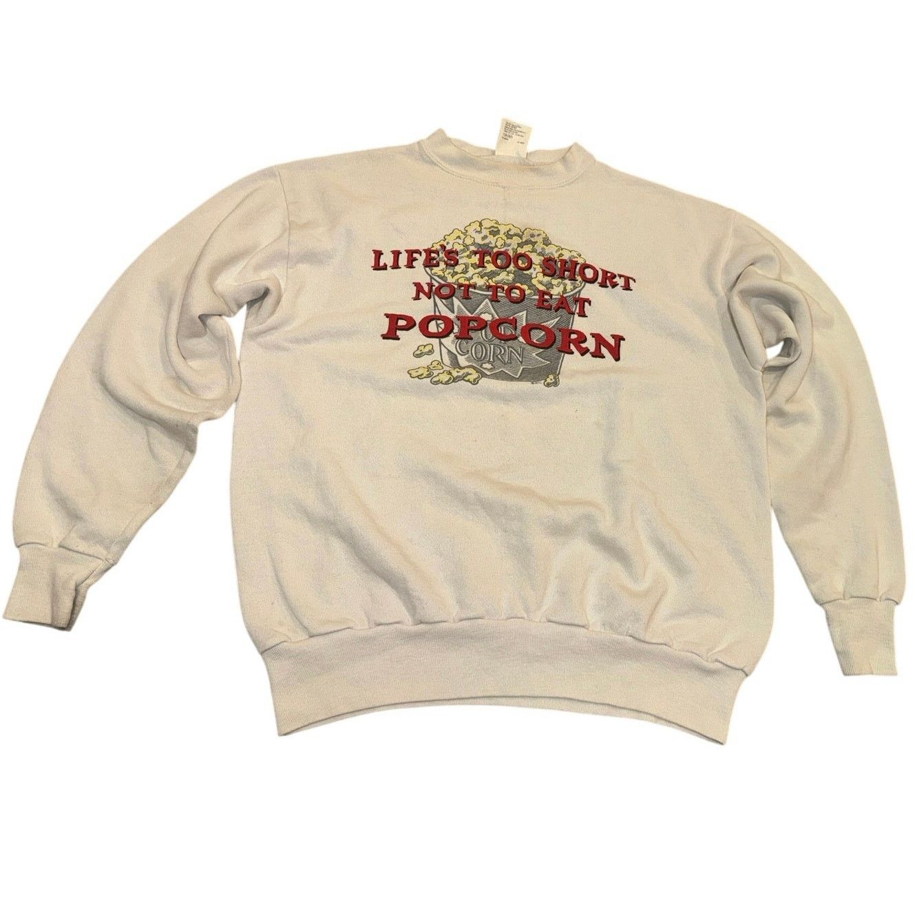 LIFES TOO SHORT TO NOT EAT POPCORN 90s Sweatshirt Size M